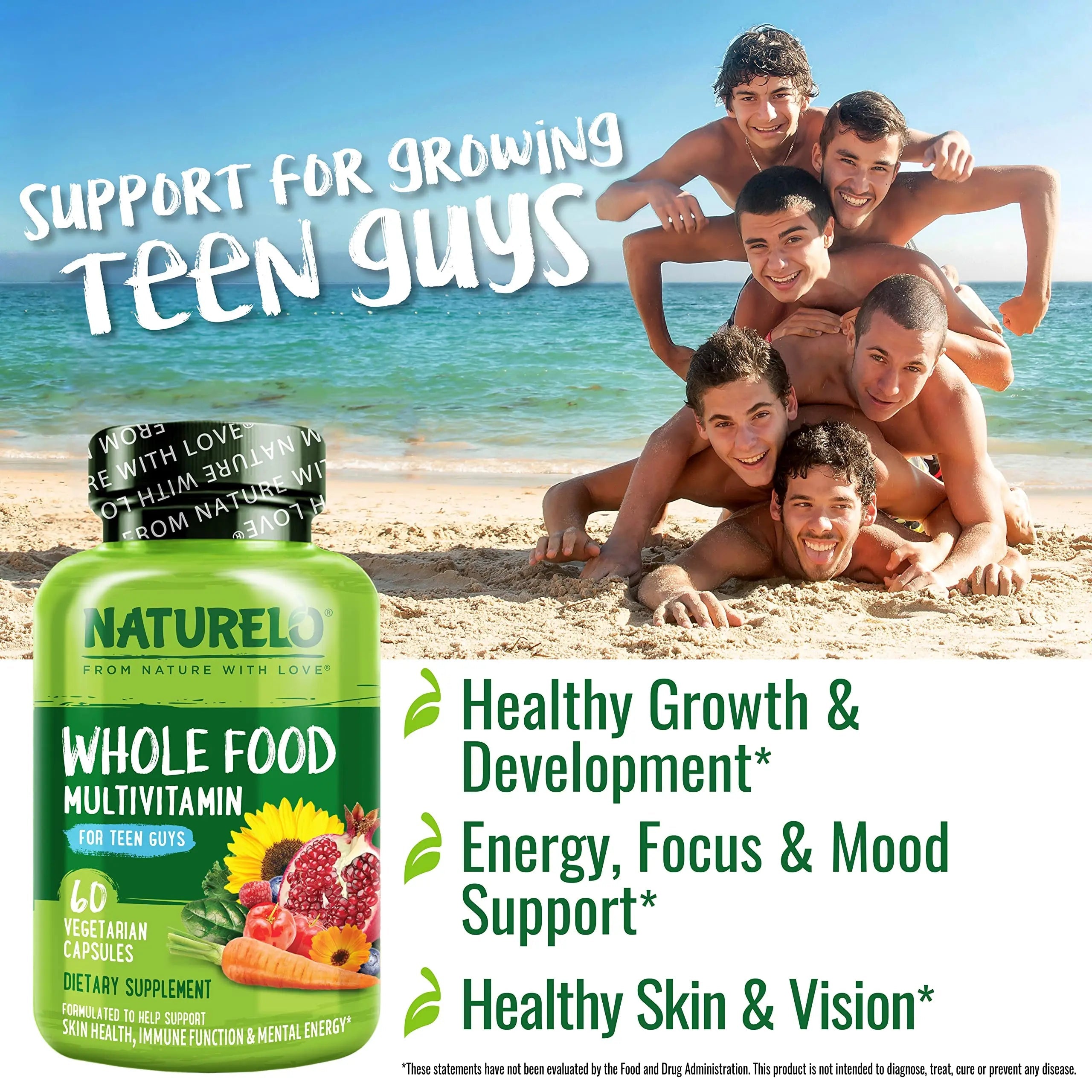 NATURELO Teen Multivitamin - Whole Food Multivitamin for Teenage Boys - Minerals Supplement for Active Kids NATURELO Au supplements