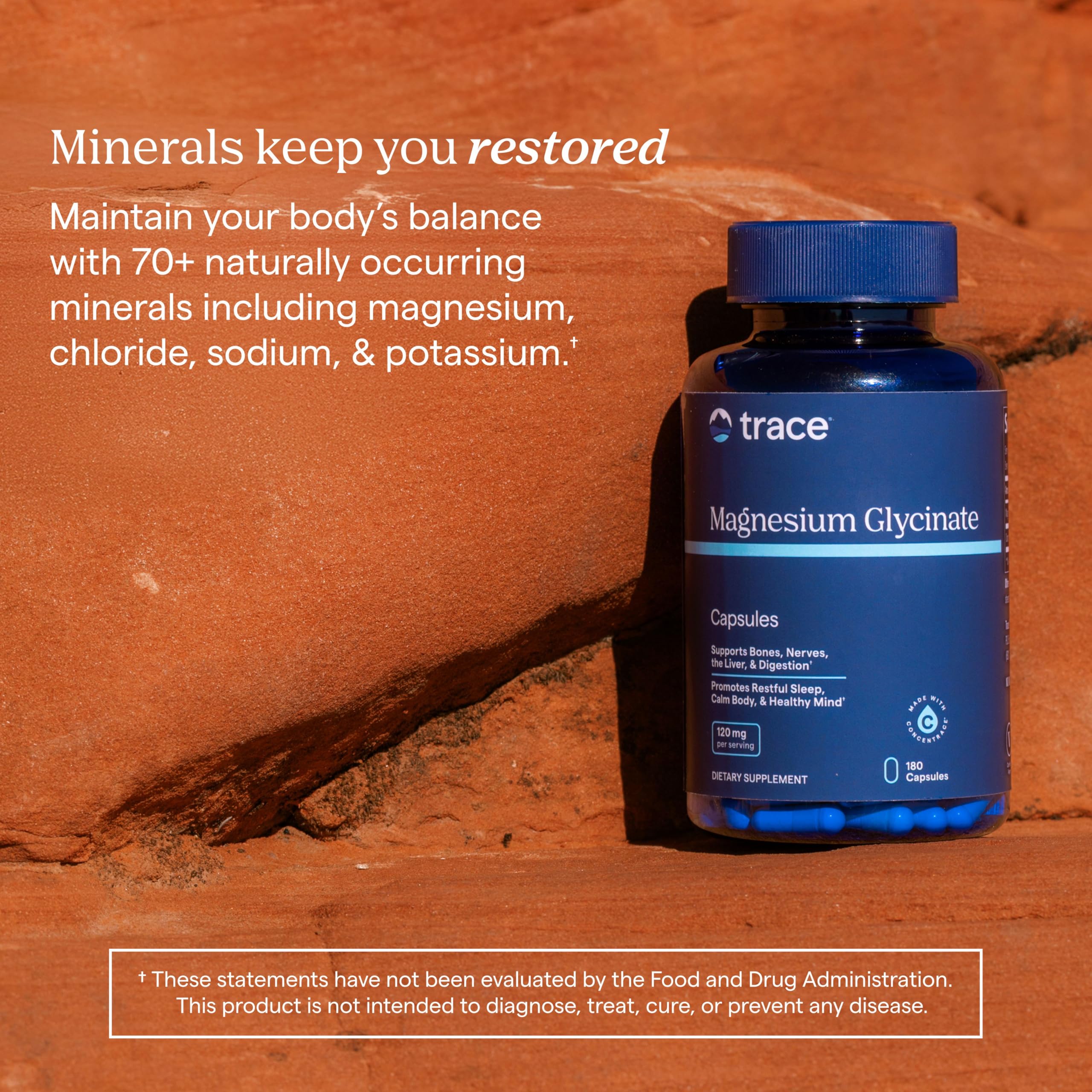 Trace Minerals Magnesium Glycinate - Gentle Magnesium Glycinate Supplement for Healthy Sleep & Relaxation Support - Healthy Mind & Energy