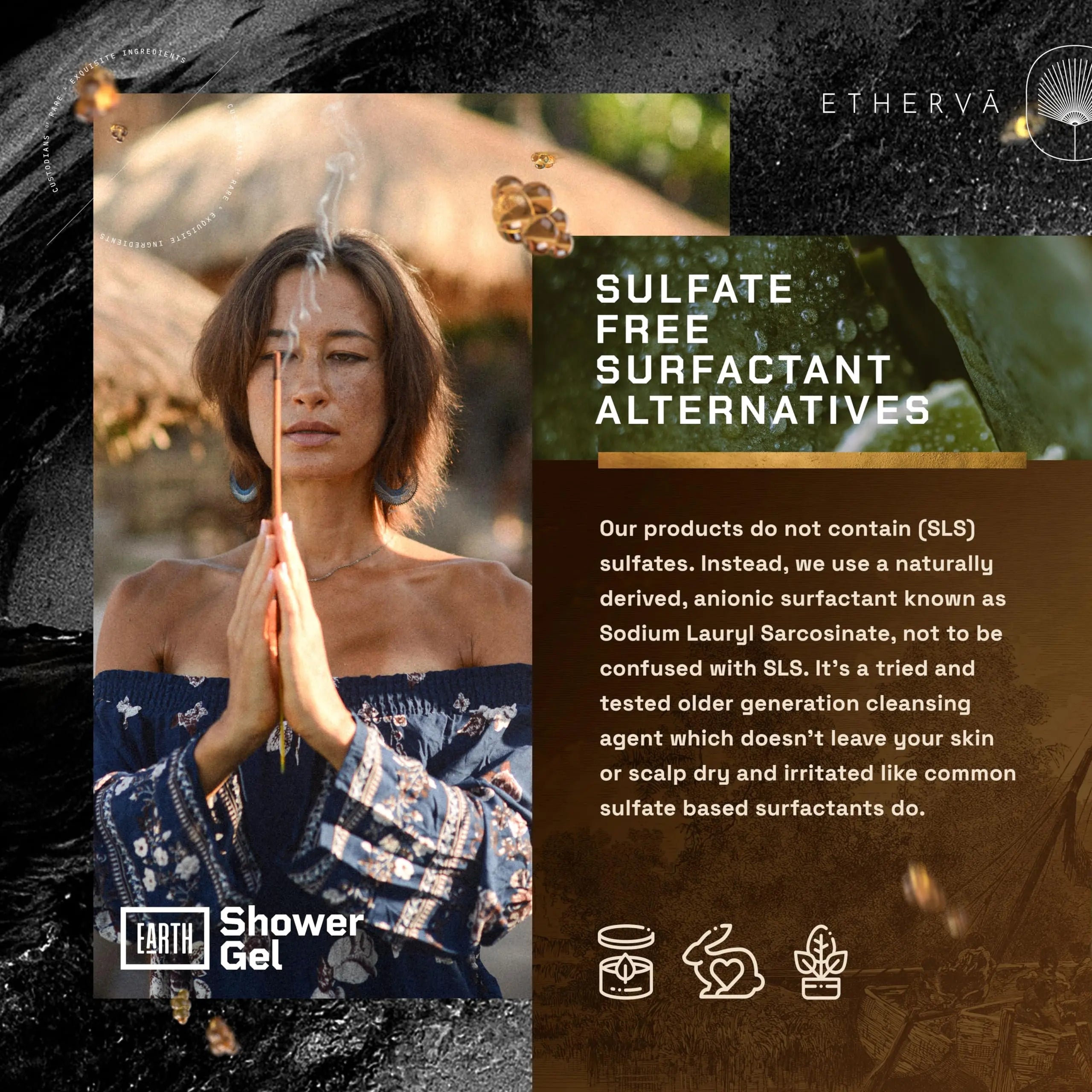 ETHERVA EARTH Body Wash for Men & Women | Patchouli, Vetiver, Incense, Virgin Coconut Oil ETHERVA Au supplements
