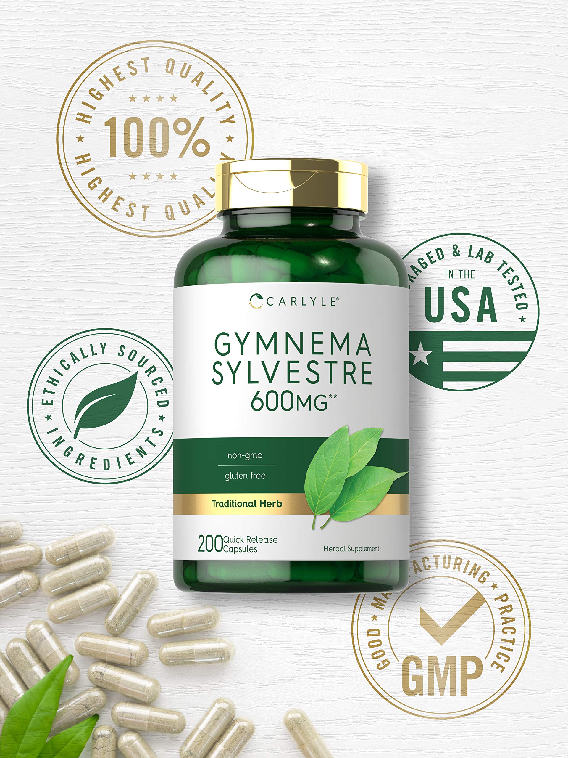Carlyle Gymnema Sylvestre Capsules | 200 Count | Non-GMO and Gluten Free Supplement