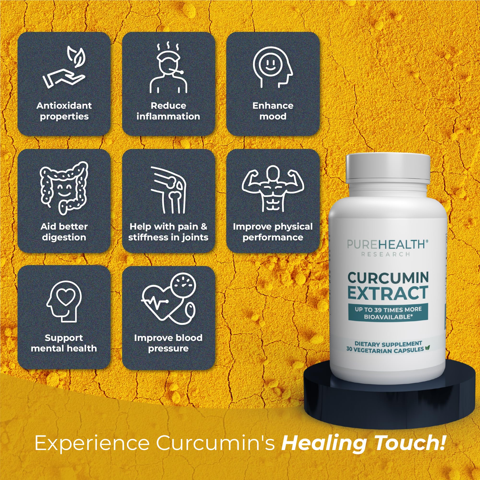 PUREHEALTH RESEARCH Curcumin Extract - High Absorption Turmeric Supplement for Robust Immune Support - Joint Support for Overworked Joints and Muscles - Powered by Curcugen x39 Bioavailable - 1 Bottle PUREHEALTH RESEARCH Au supplements