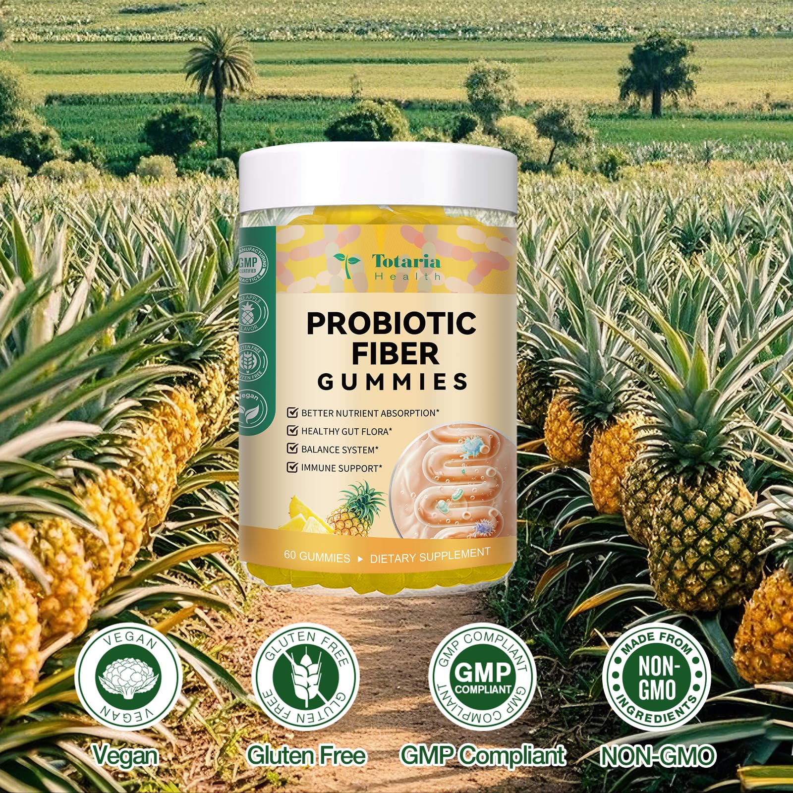 9-in-1 Probiotic Prebiotic Fiber Gummies for Adults & Teens, Fiber Supplement Pro with 5 Billion CFU Bacillus Coagulans, Psyllium Husk, FOS, Inulin, ACV for Digestion