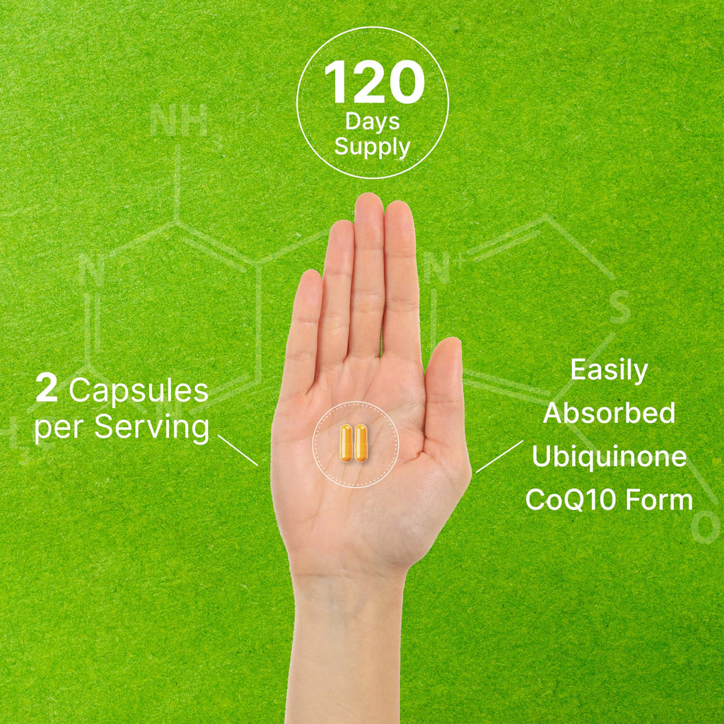 DEAL SUPPLEMENT CoQ10 100mg with Omega 3 100mg, 240 Capsules | Bioavailable Coenzyme Q10 Formula | Non-GMO