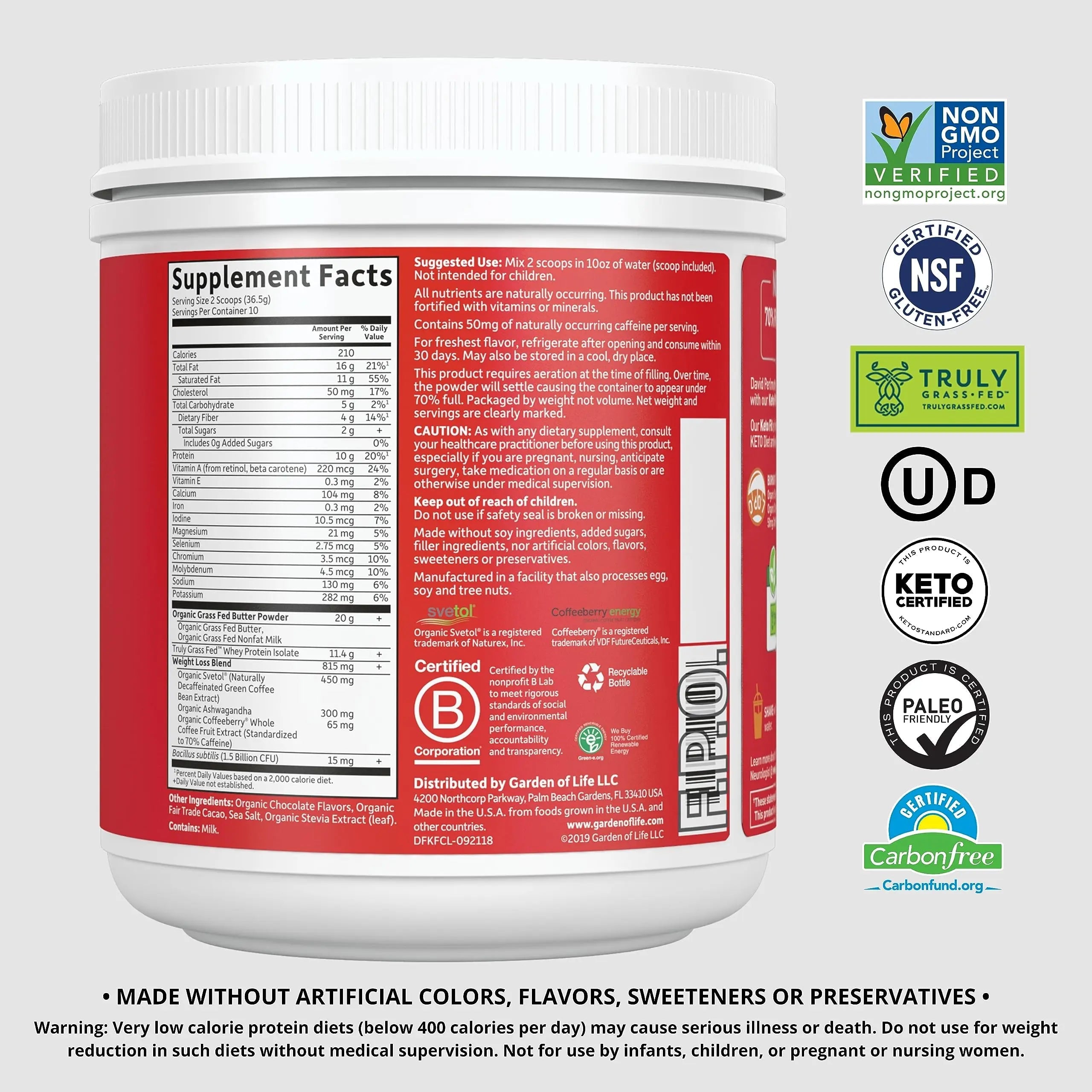 Garden of Life Dr. Formulated Keto Fit Weight Loss Shake - Chocolate Powder, 10 Servings Garden of Life Au supplements