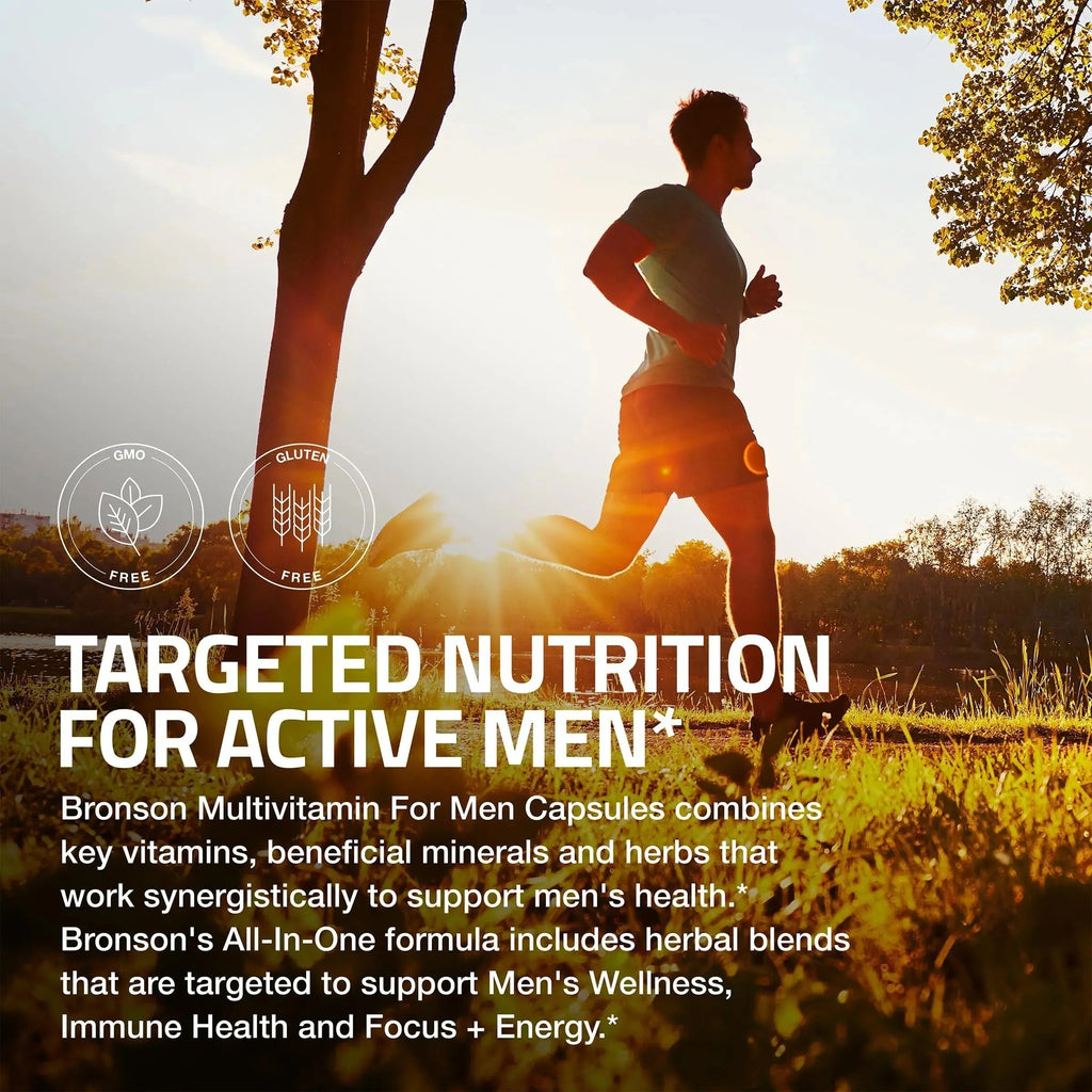 Bronson Multivitamin for Men All-in-One Daily Coverage Formula Key Vitamins, Minerals & Herbs to Support Men's Health, 60 Capsules Bronson Au supplements