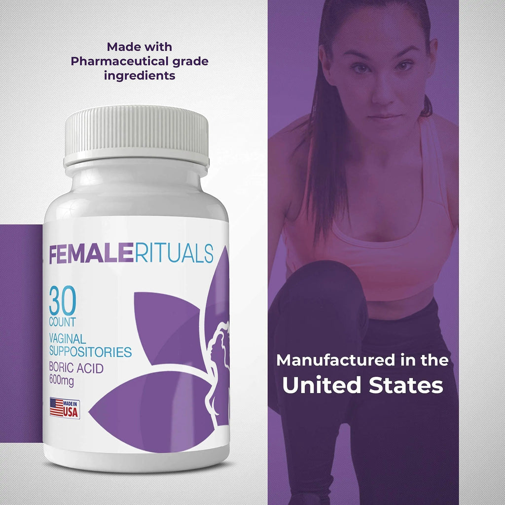FEMALE RITUALS - Vaginal Moisturizer Boric Acid Suppositories for PH Balance - Bad Odors FEMALE RITUALS Au supplements