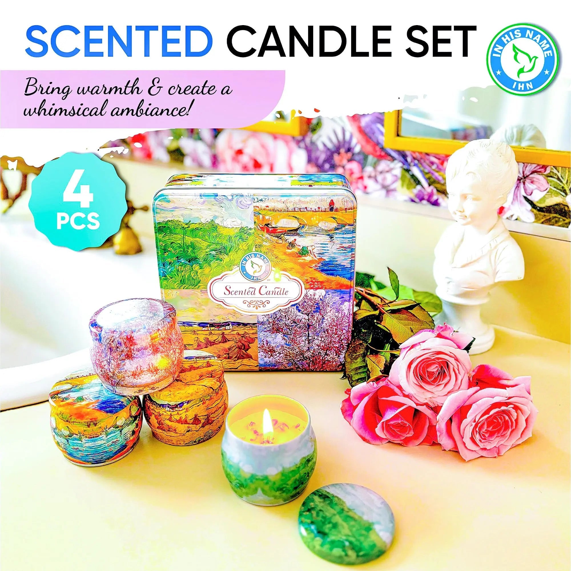 Scented Candles Gift for Women, 4 Pack, Reusable Tin Box, Luxury Candles for Home In His Name Au supplements