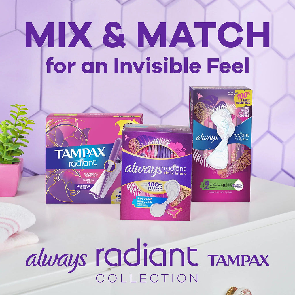 Tampax Radiant Tampons Super Absorbency with BPA-Free Plastic Applicator and LeakGuard Braid Tampax Au supplements