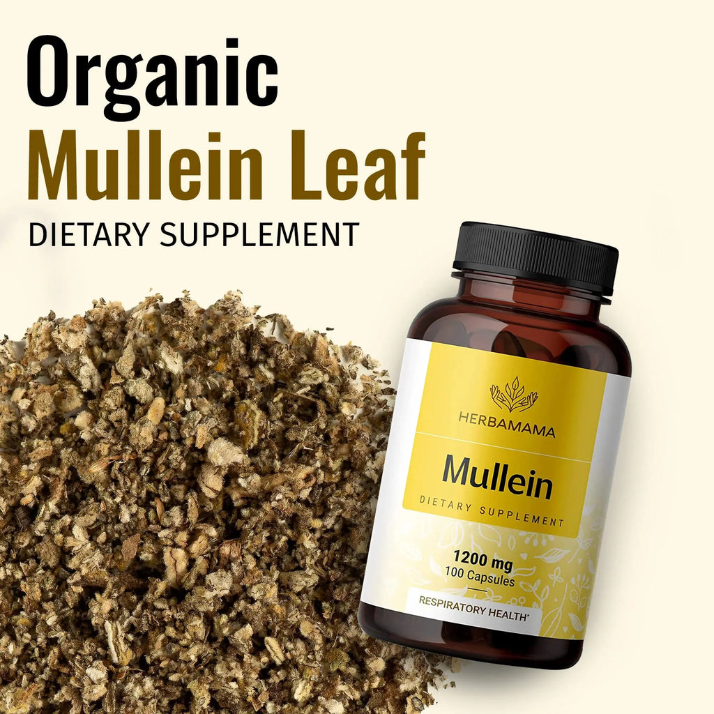 HERBAMAMA Mullein Leaf Capsules Respiratory Health - Organic Mullein Leaf Extract HERBAMAMA Au supplements