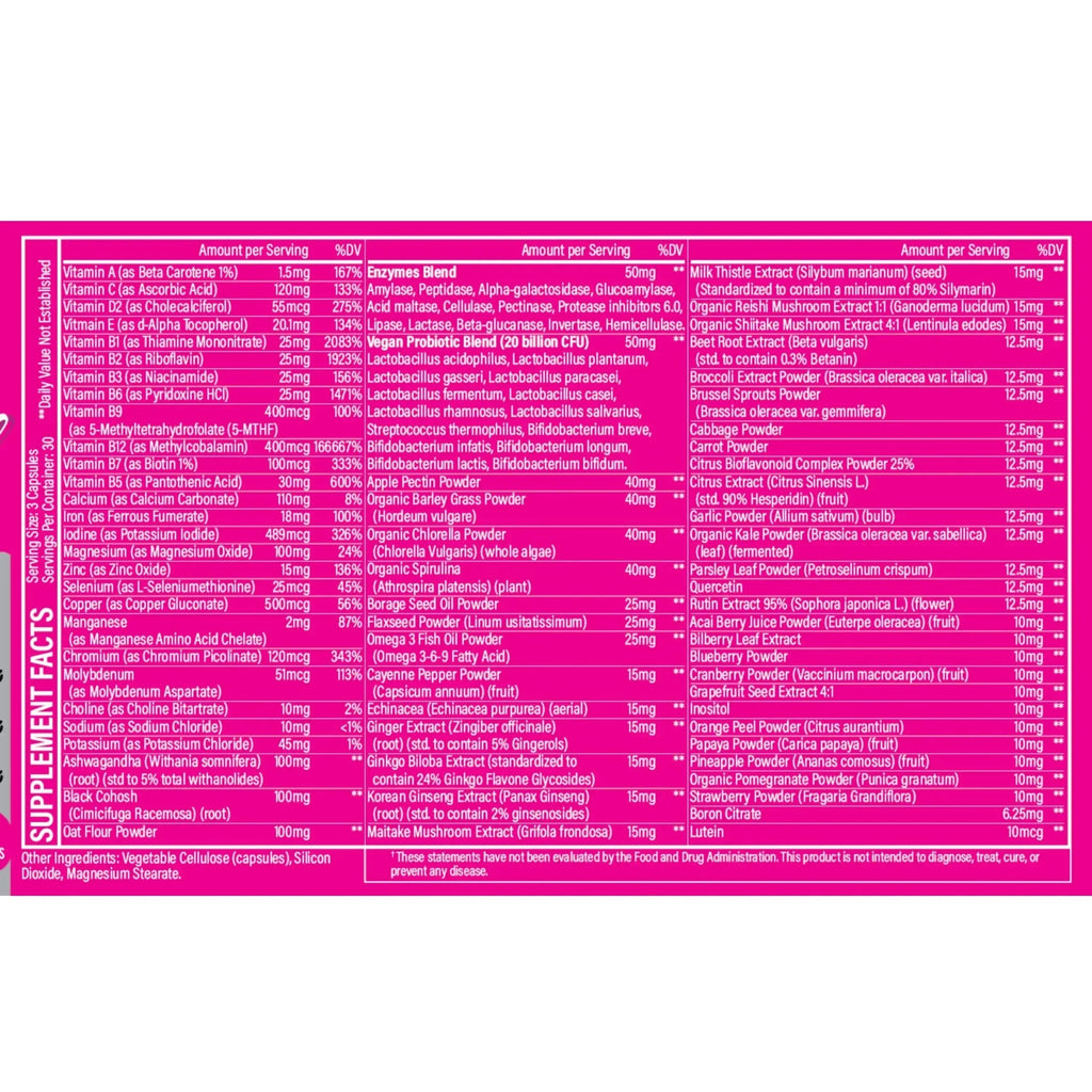 Whole Nature Whole Food Multivitamin for Women Womens Multi Vitamin with Folate, B12 Methyl, Vitamins, Minerals, Probiotics and Omegas Whole Nature Au supplements
