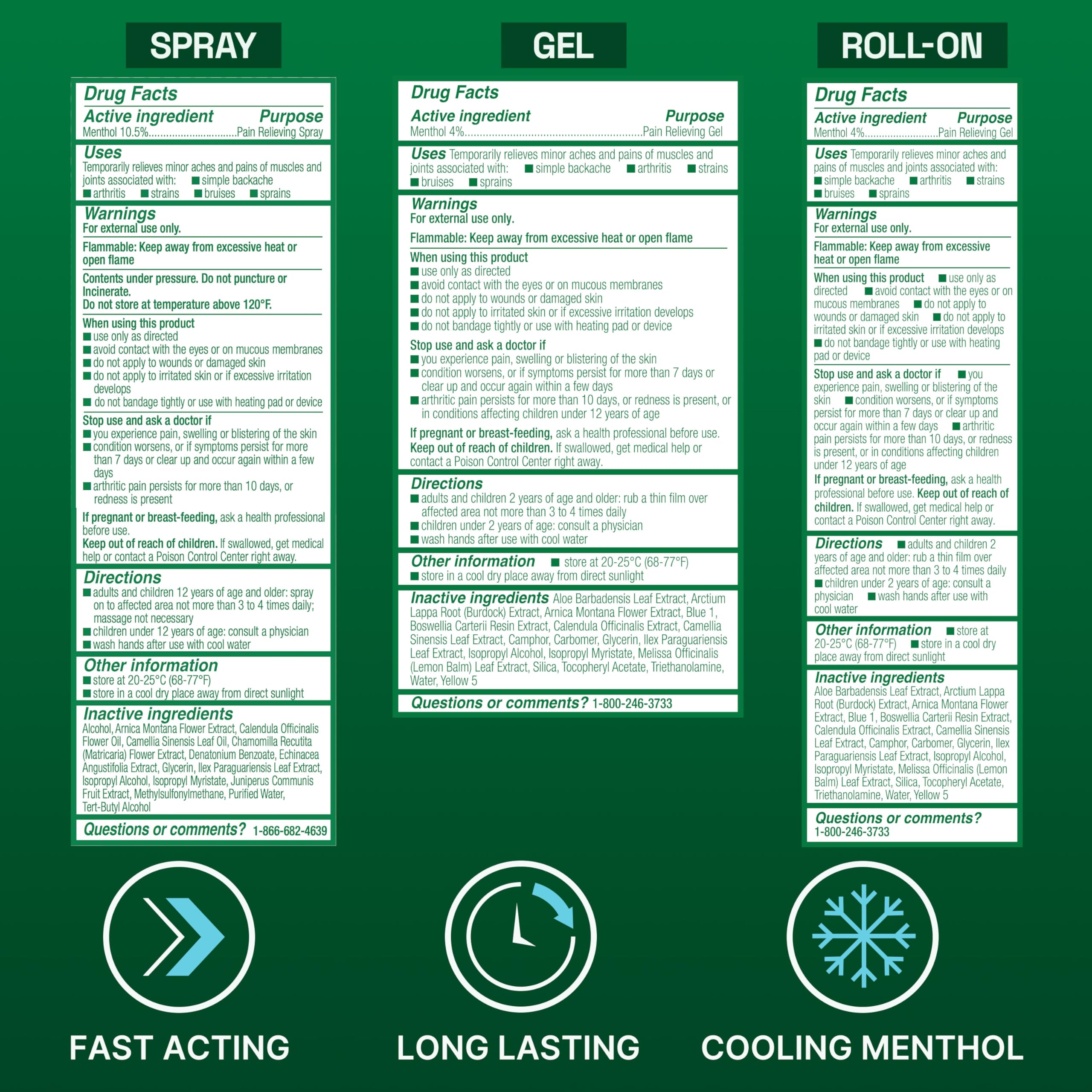 Biofreeze Spray, Gel, & Roll-On Pain Relief Variety Pack, Muscle Pain Relief, Arthritis Pain Reliver, Neck Pain Relief, Cooling Menthol Joint Pain Relief, 3 Fl Oz Spray, 3 Fl Oz Gel, 2.5 Fl Oz Roll On Biofreeze Au supplements