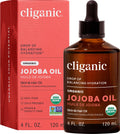 Cliganic Organic Jojoba Oil, 100% Pure (4oz) | Moisturizing for Face, Hair, Skin & Nails