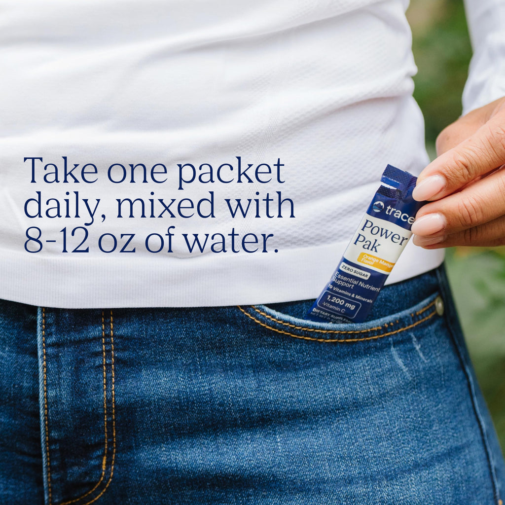 Trace Minerals Power Pak Multivitamin and Multimineral Packets - Electrolyte Support - 1200 mg Vitamin C plus 70+ Trace Minerals - Sugar Free - Orange Mango Flavor - 30 Packets Trace Minerals Au supplements