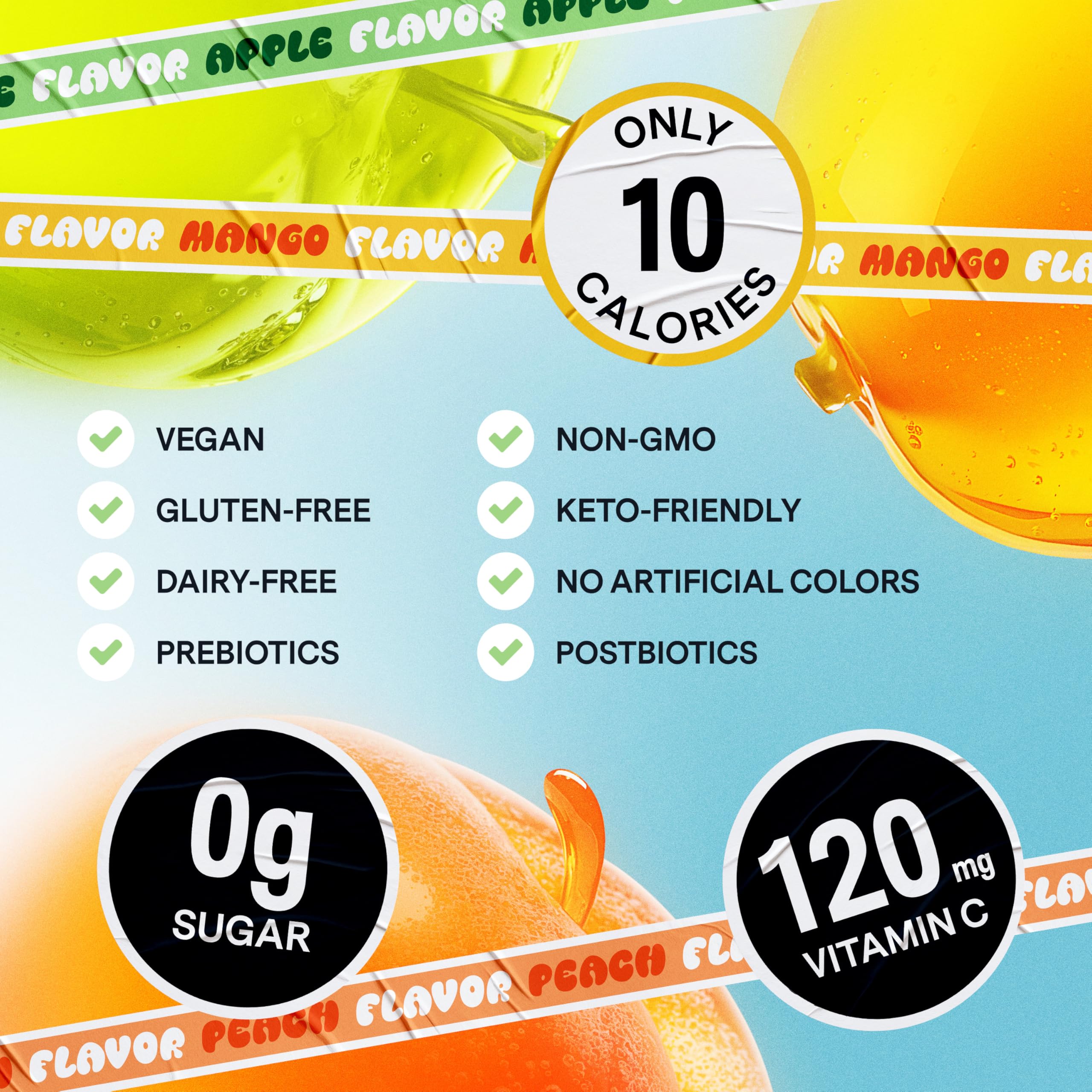 Dally Variety Pack [Mango, Peach & Apple] Drinkable Konjac Jelly 10 Pouches | 10-Calorie Keto, Gluten Free, Sugar Free Korean Fruit Snack | Prebiotics & Postbiotics for Skin, Immune, Weight Management DALLY Au supplements