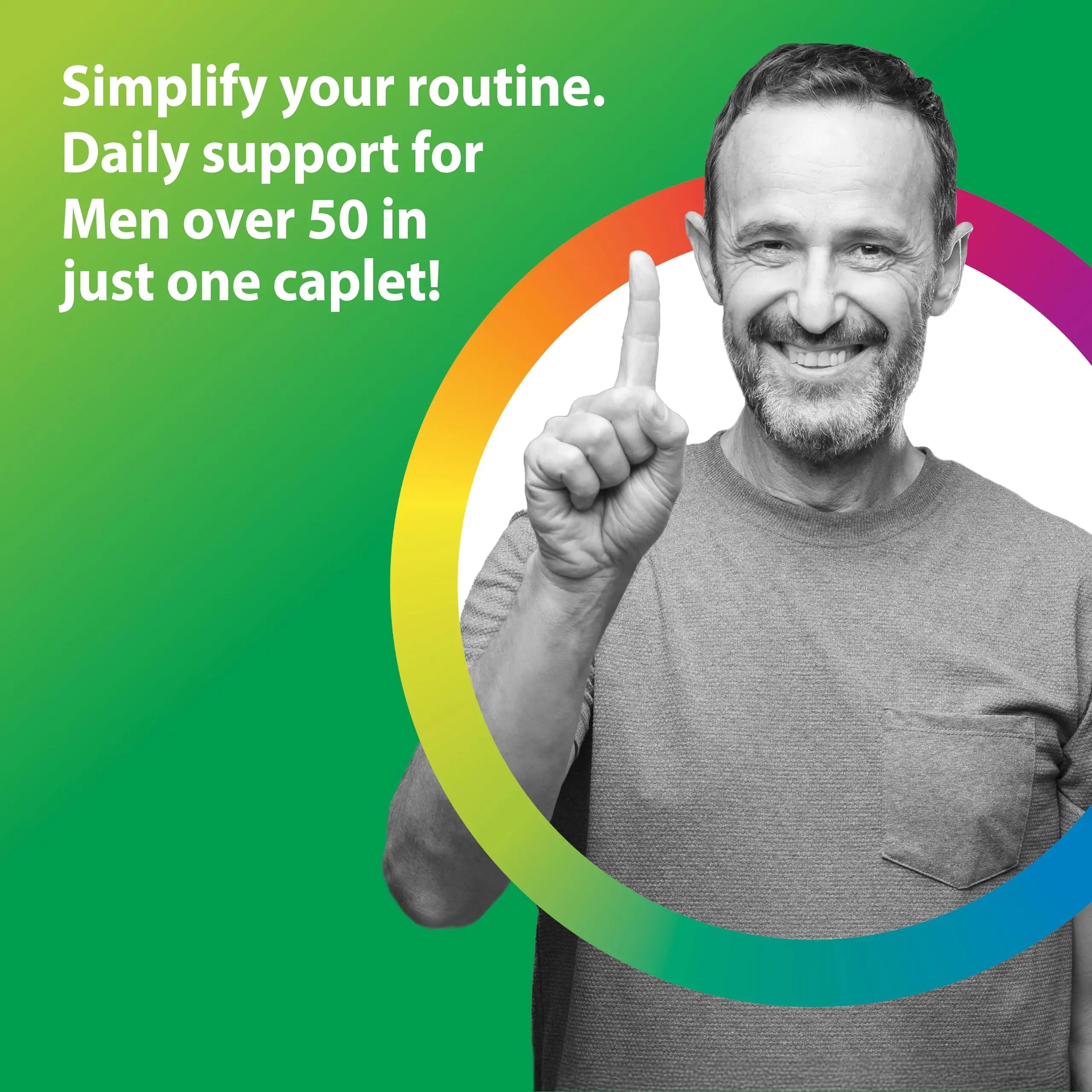 Rainbow Light Mens Multivitamin One + for 50 Plus | 90 Caplets | Supports Muscle Health | with Vitamins C, D, and Zinc Rainbow Light Au supplements