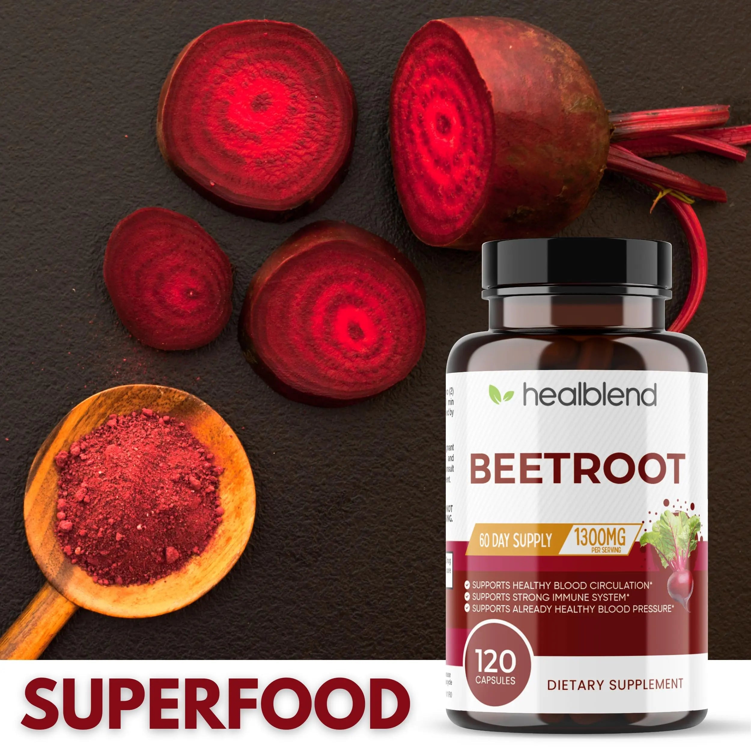 healblend Organic Nitric Oxide Beet Root Capsules 1300mg - Support Immune System healblend Au supplements
