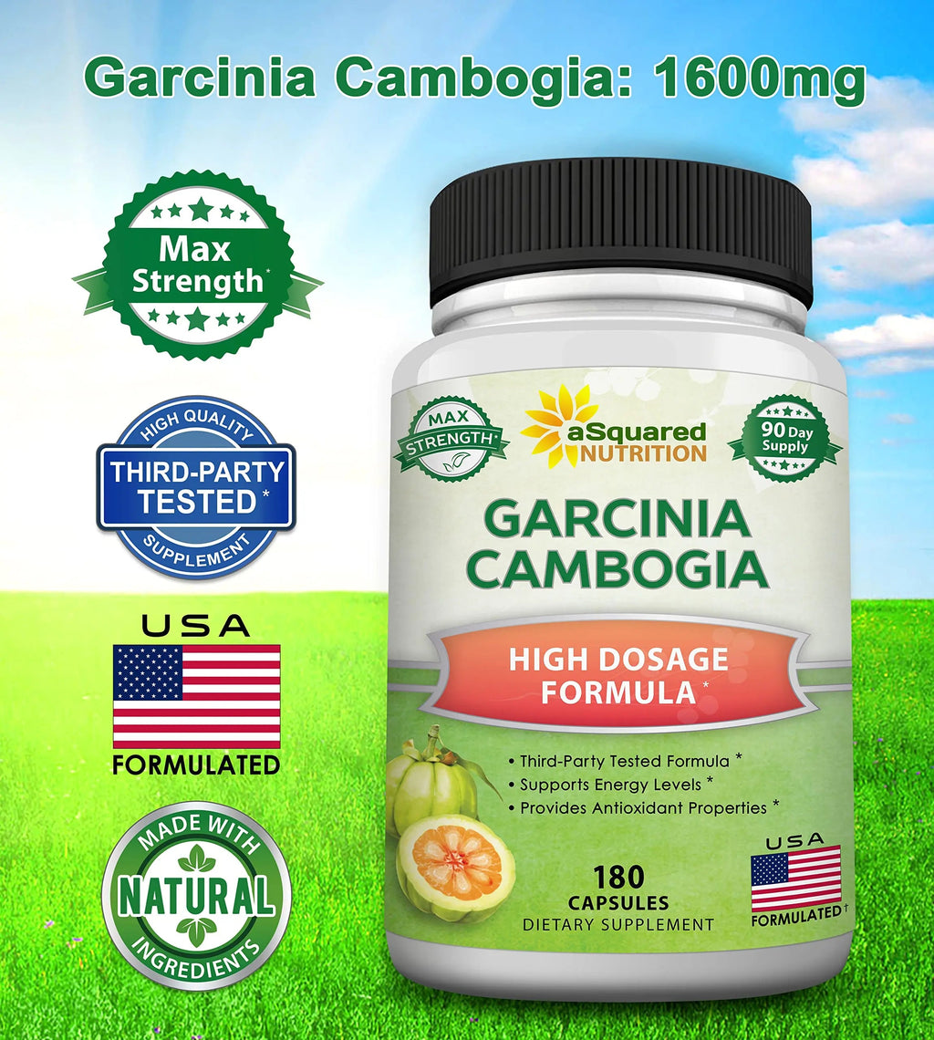aSquared Nutrition Garcinia Cambogia 1600mg-180 Capsules-Natural Pure Extract Pills aSquared Nutrition Au supplements