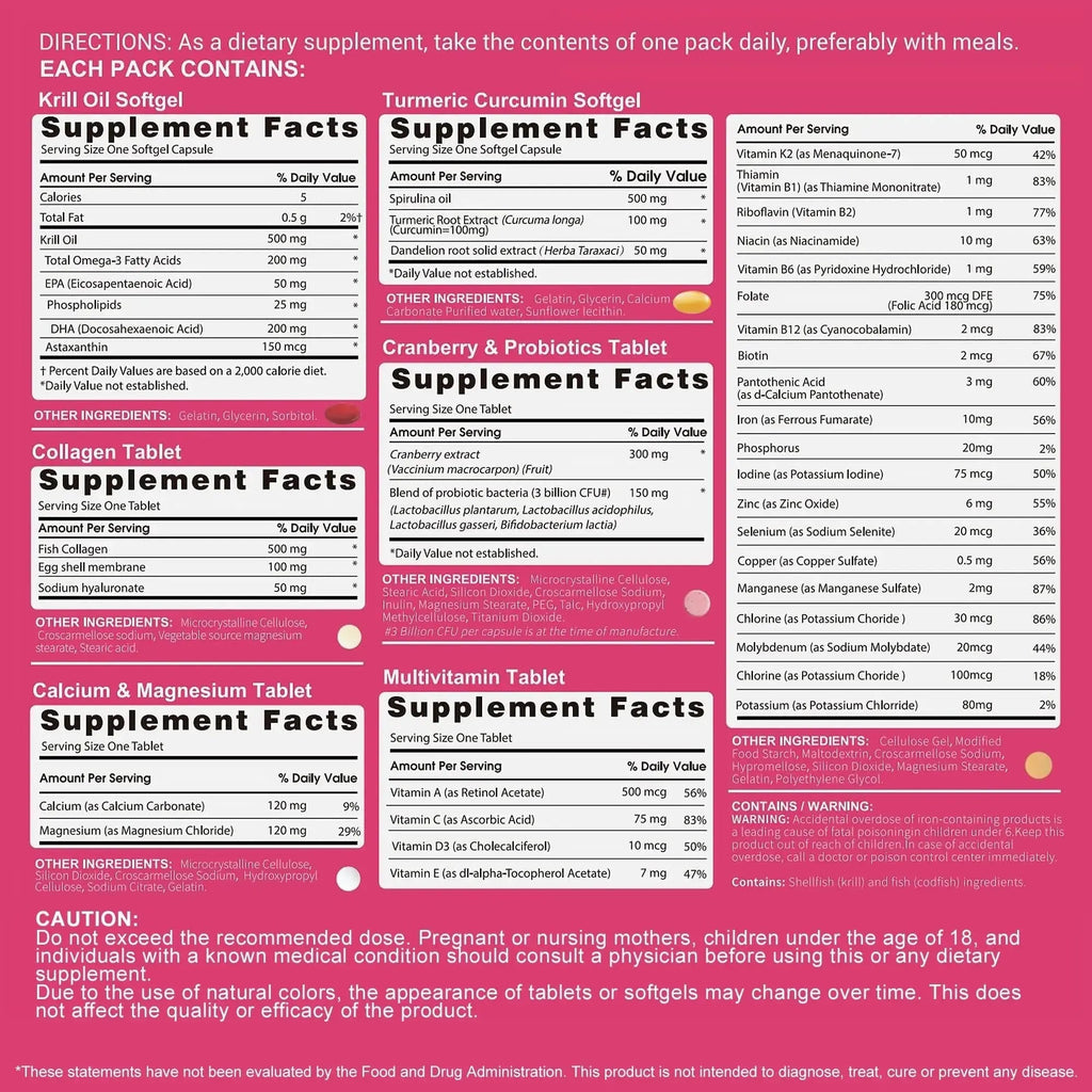 RevitaPlus Multivitamin for Women with Vitamin A,B,C,D3,E,K2,Biotin, Collagen,Krill Oil,Cranberries Supports Energy,Wellness,Beauty and Immune RevitaPlus Au supplements
