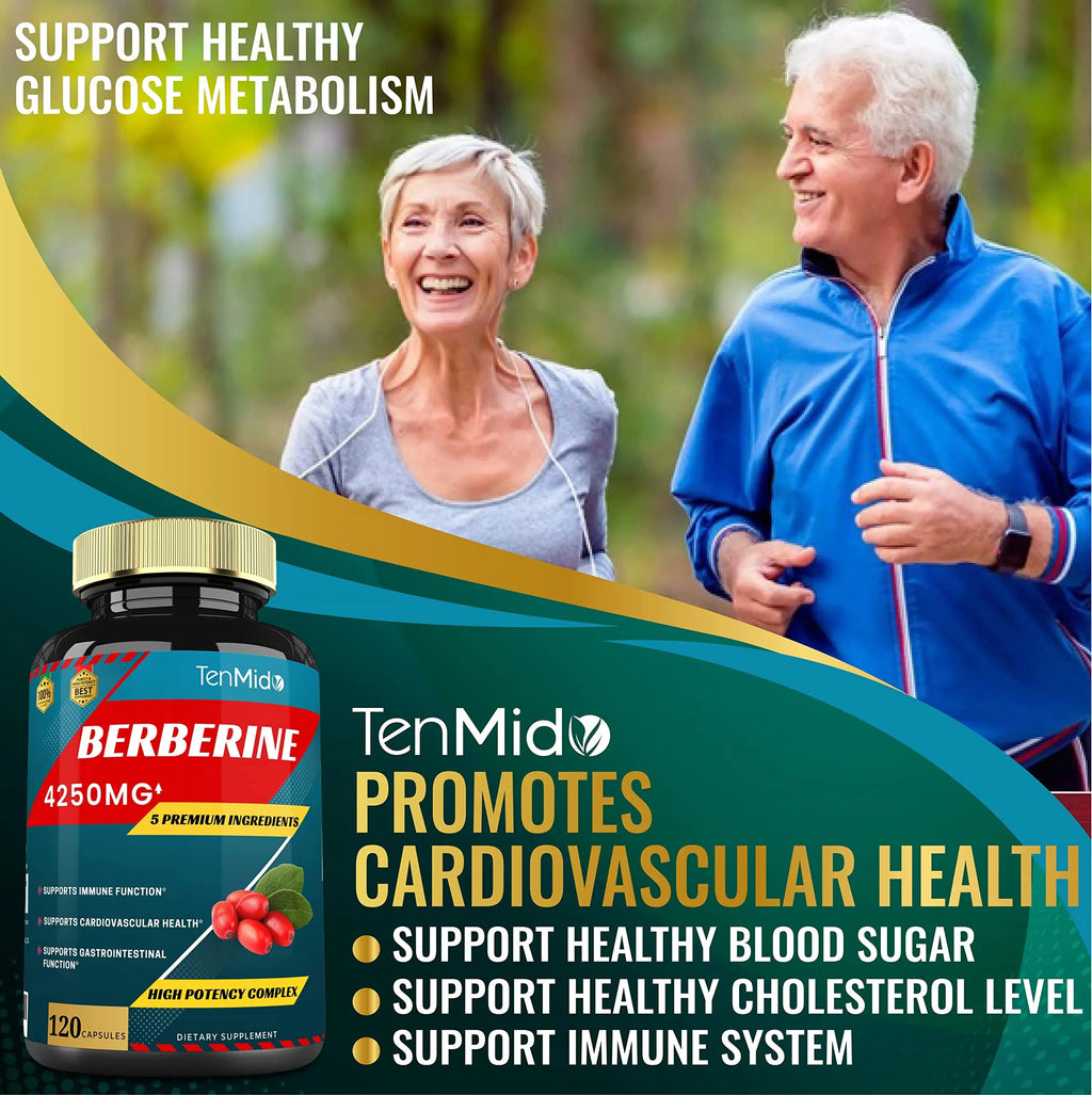 Berberine Extract Capsules 4250mg, 4 Months Supply & Ceylon, Milk Thistle, Turmeric Tenmido Au supplements