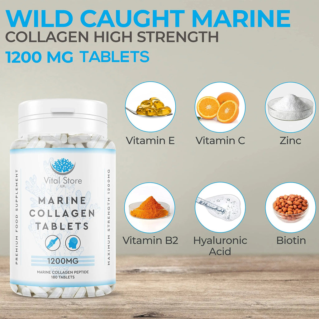 Marine Collagen Peptide Tablets 1200MG - 6 Month Supply - 180 High Strength Collagen Tablets My Store Au supplements