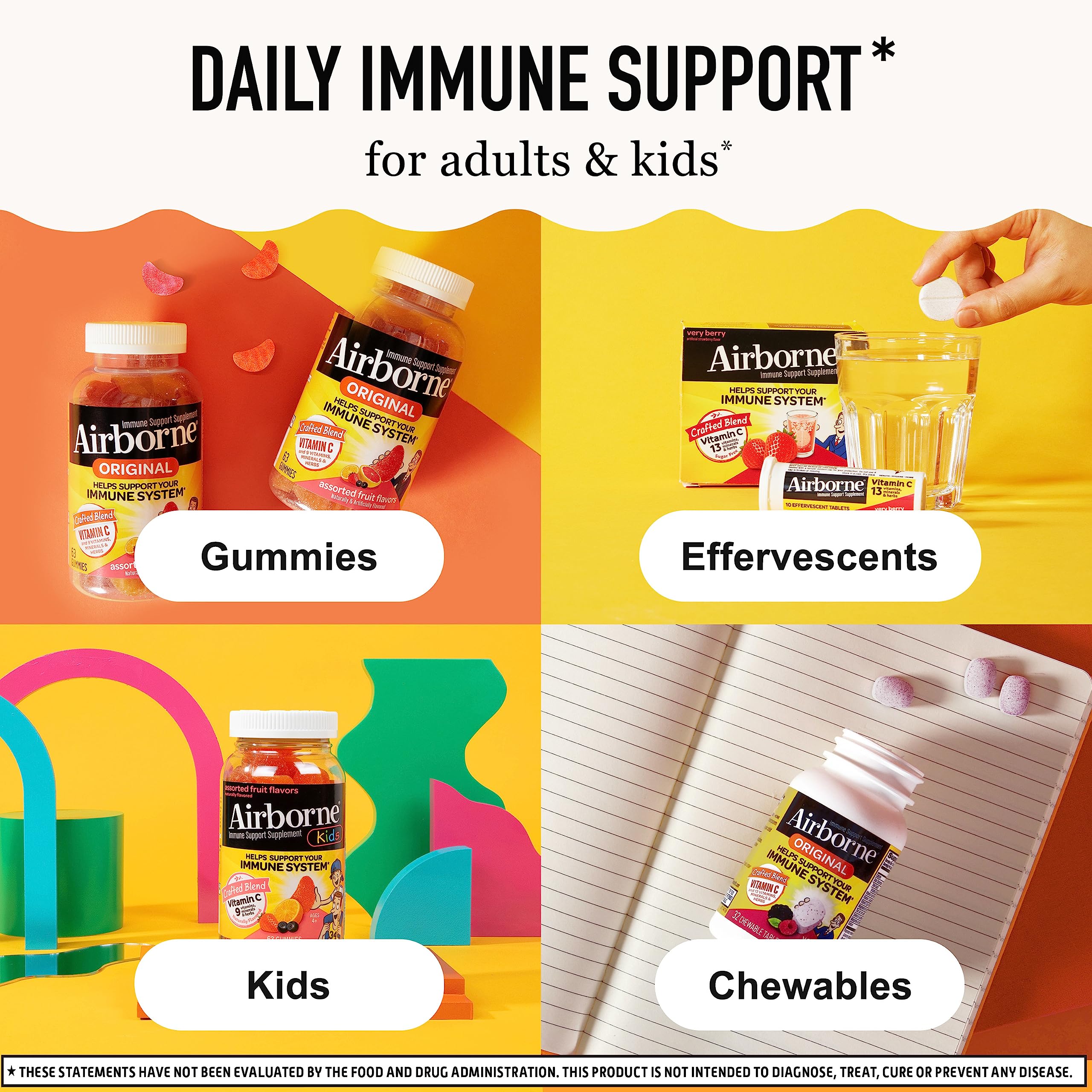 Airborne Elderberry + Zinc & Vitamin C Gummies For Adults, Immune Support Vitamin D & Zinc Gummies With Powerful Antioxidant Vitamins C D & E