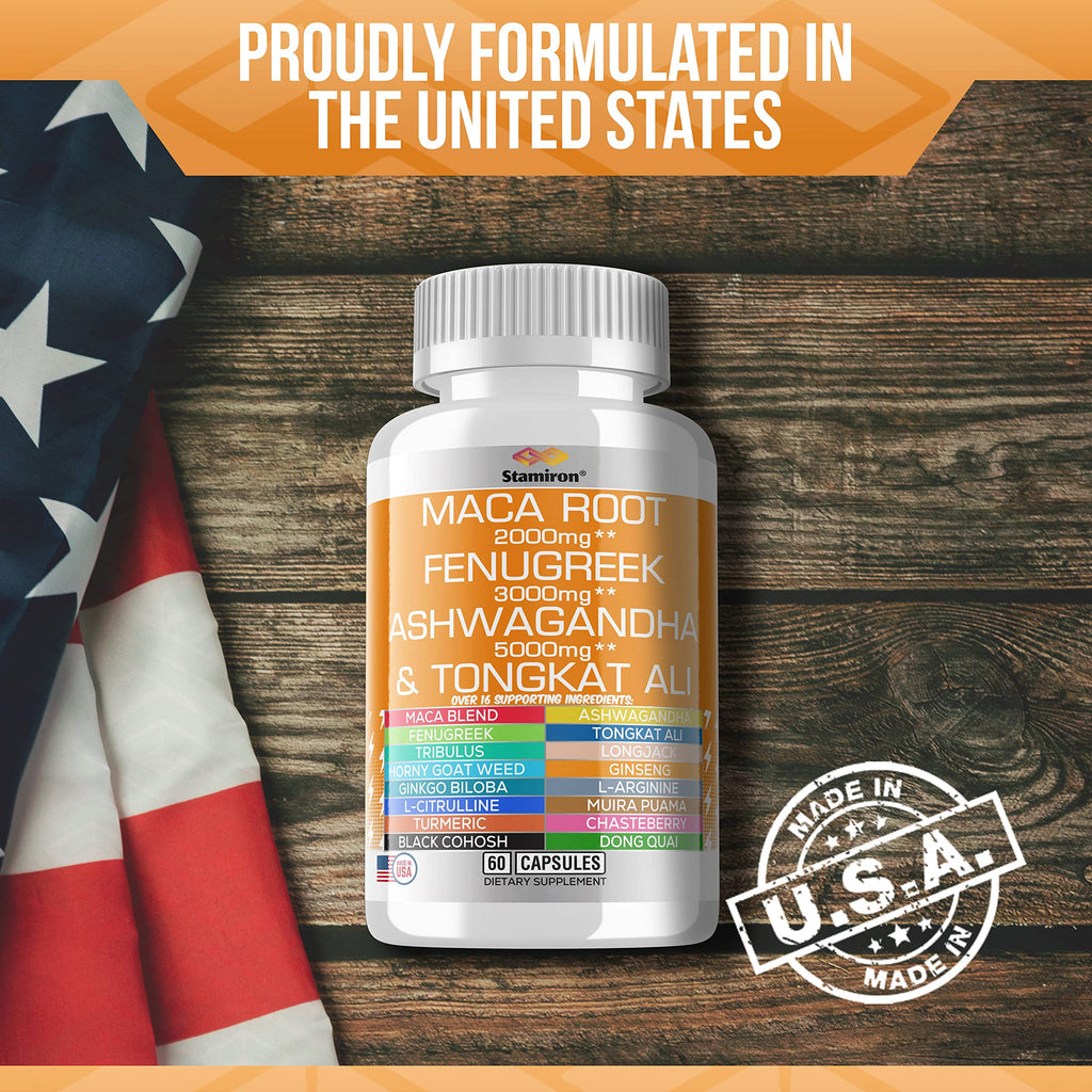 Stamiron Maca Root 2000mg Fenugreek 3000mg Ashwagandha 5000mg Supplement Stamiron Au supplements