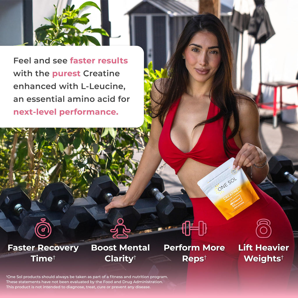 One Sol Creatine for Women, All Natural Women’s Creatine Powder w Creapure & Leucine, Increase Lean Muscle Mass, Reduce Recovery Time, Promotes Brain & Bone Health (Unflavored, 60 Servings) One Sol Au supplements