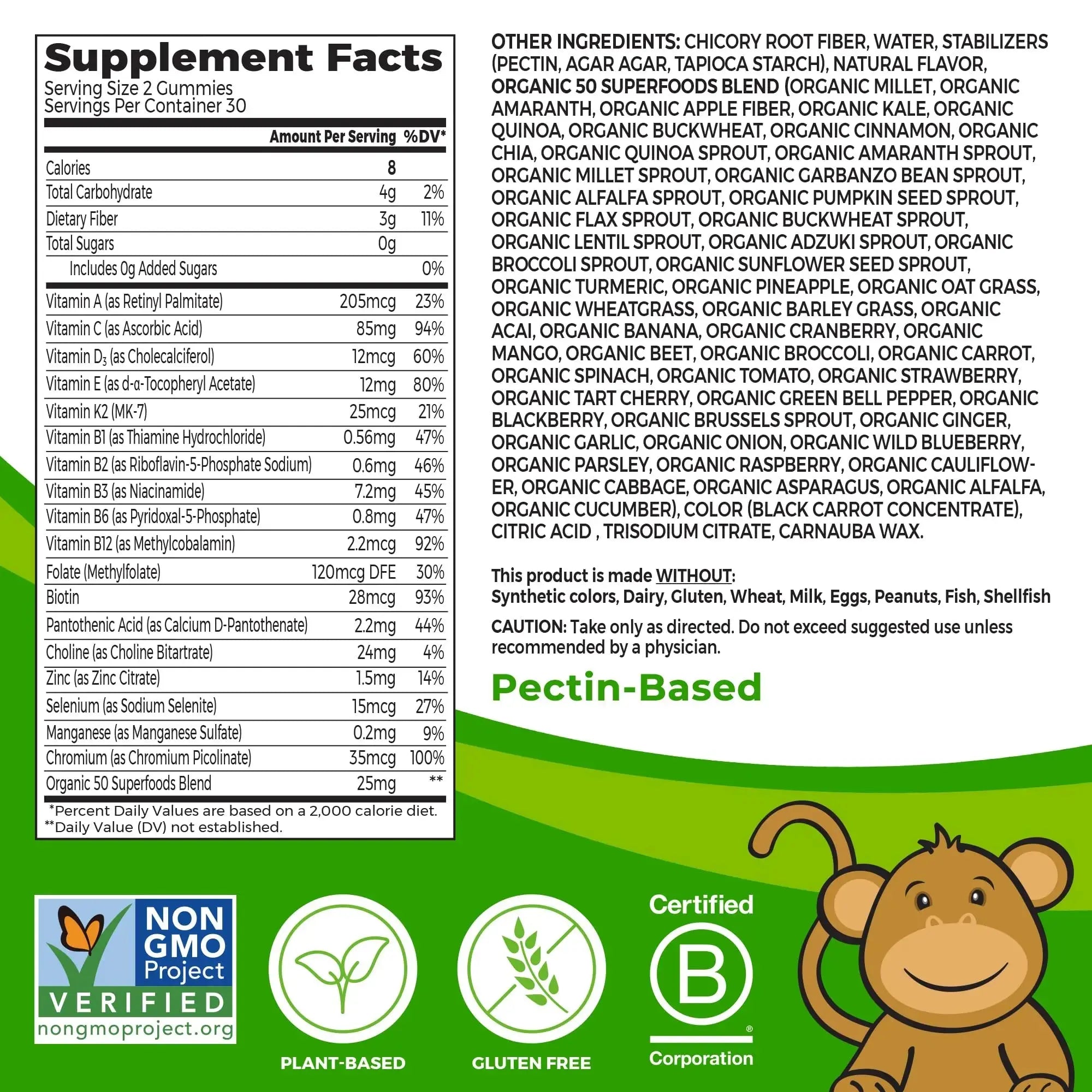 Orgain Kids Sugar Free Multivitamin Gummies, Vegan & Plant Based, 50 Superfoods, 15 Vitamins and Minerals, Immune Support and 3g of Fiber Orgain Au supplements