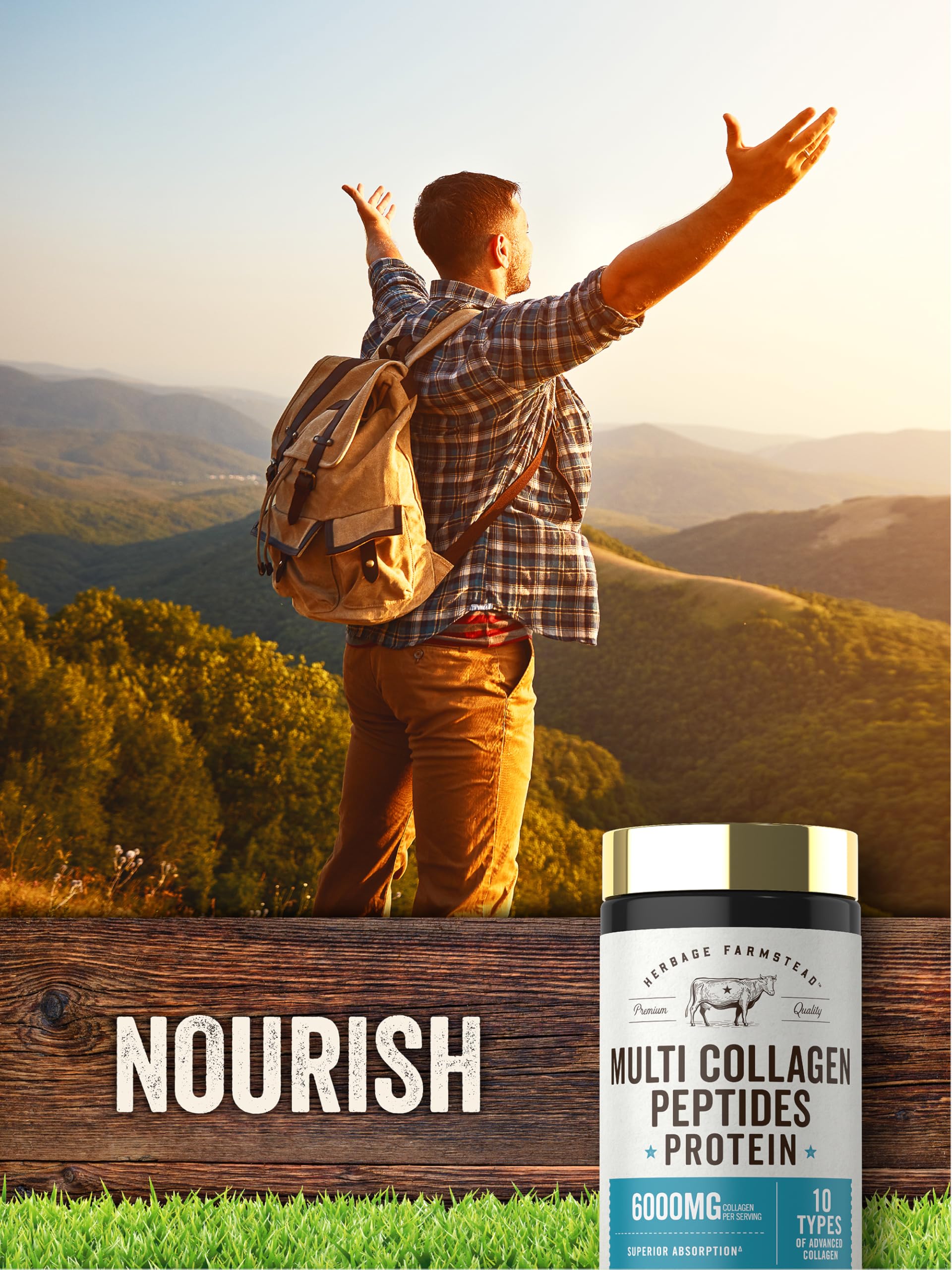 Carlyle Multi Collagen Peptides 6000mg | 120 Caplets | 10 Types of Advanced Collagen with Protein | Non-GMO, Gluten Free Supplement | by Herbage Farmstead