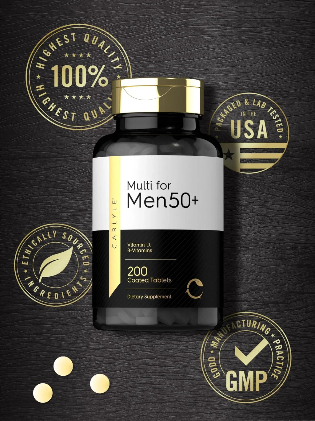 Carlyle Multivitamin for Men 50+ | 200 Count | with B Vitamins, Vitamin D, Magnesium & Zinc | Non-GMO, Gluten Free Supplement Carlyle Au supplements
