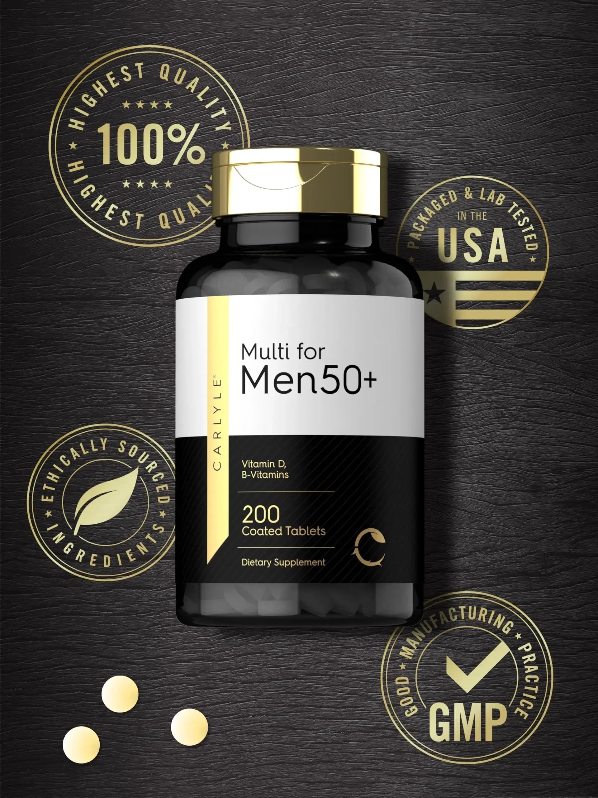 Carlyle Multivitamin for Men 50+ | 200 Count | with B Vitamins, Vitamin D, Magnesium & Zinc | Non-GMO, Gluten Free Supplement Carlyle Au supplements