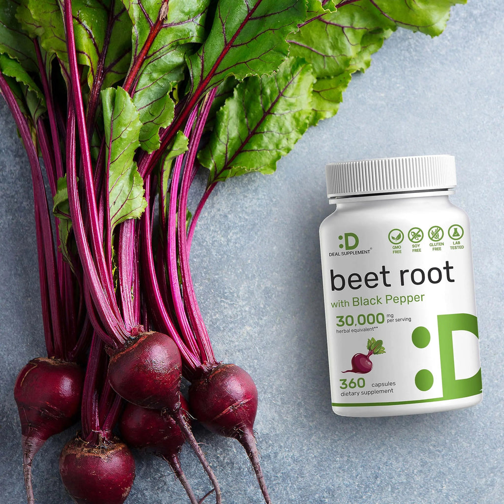 Beet Root Capsules 30000mg Per Serving, 360 Count, with Black Pepper Extract – Enhanced DEAL SUPPLEMENT Au supplements