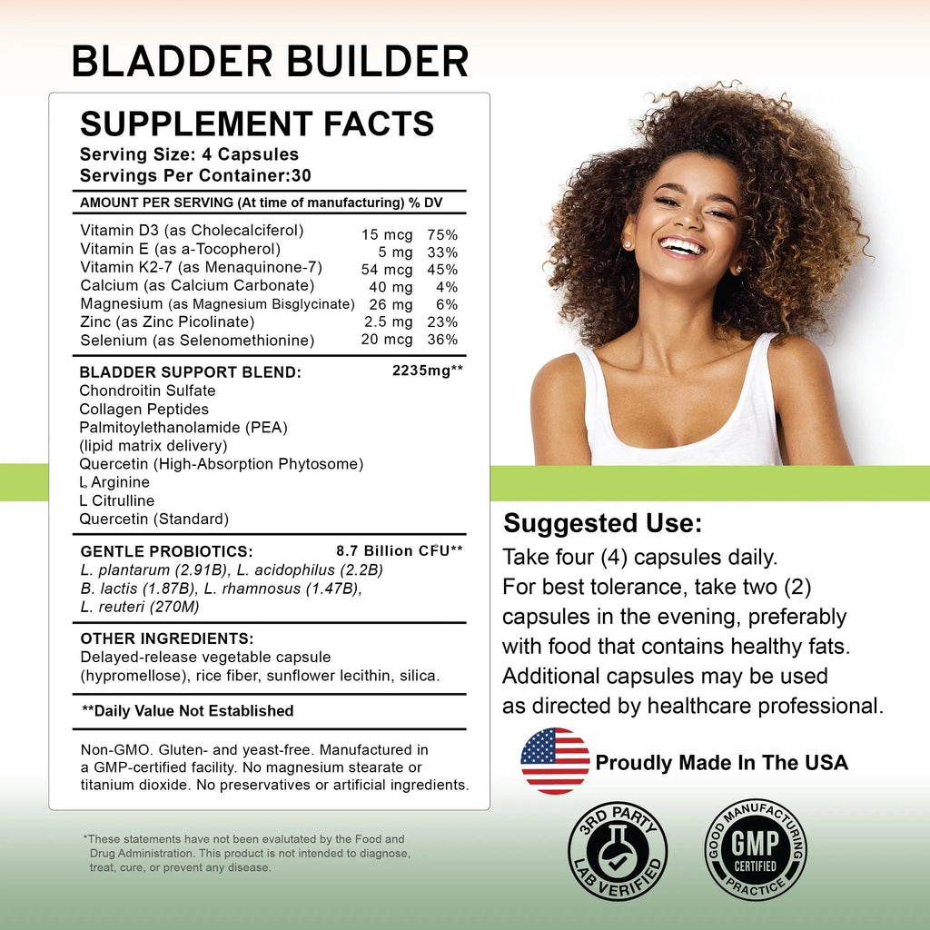 BLADDER BUILDER - Bladder Health Supplement for Bladder Support & Bladder Discomfort – Supports Bladder Lining – 120 Capsules – Made in USA** BLADDER BUILDER Au supplements