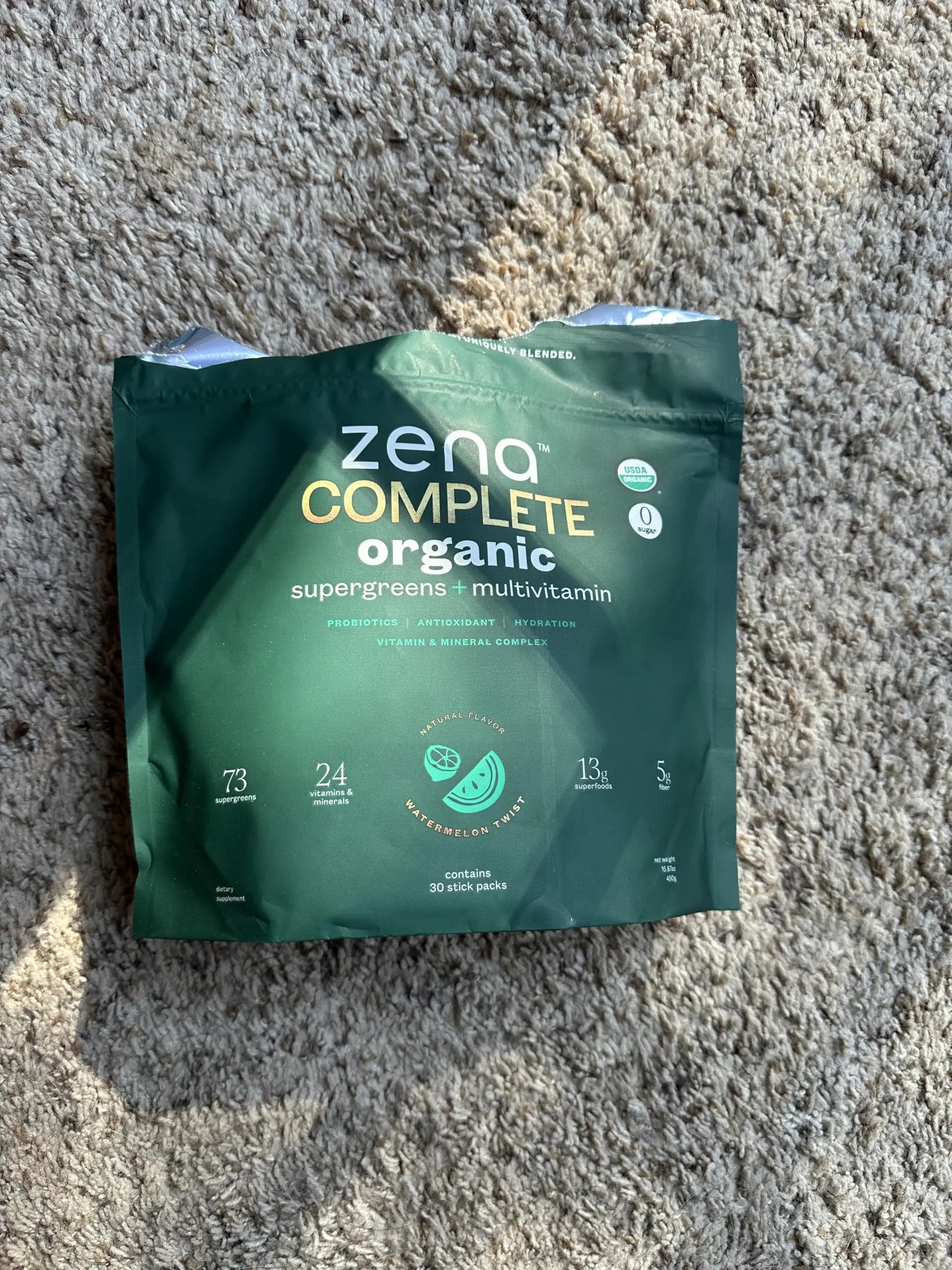 Zena Complete Organic Super Greens Powder & Multivitamin, 90+ Supergreens, Fruits, Veggies, Pre & Probiotics, Watermelon Citrus Flavor Zena Nutrition Au supplements