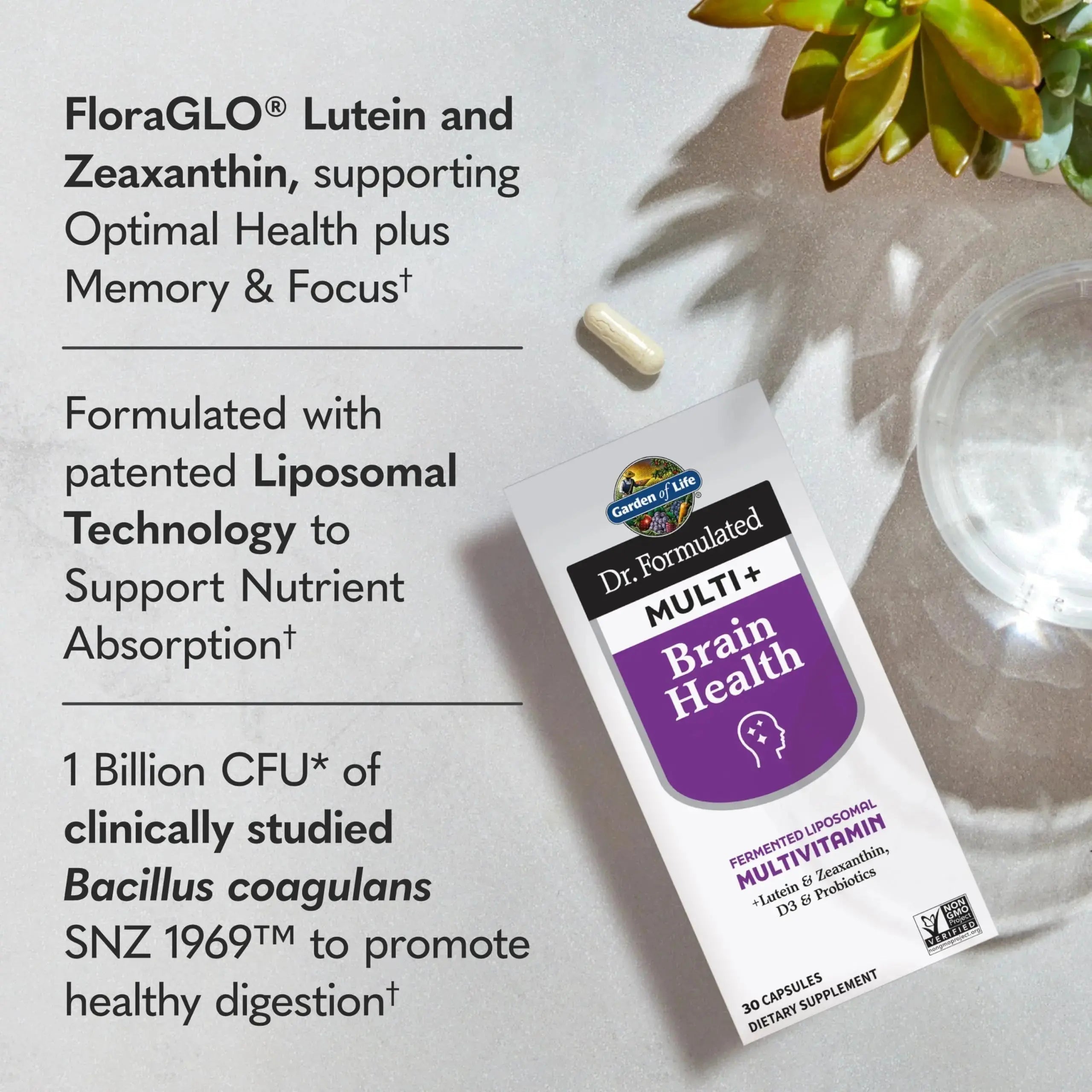 Garden of Life Dr Formulated Multi+ Brain Health, Fermented Liposomal Multivitamin + Lutein & Zeaxanthin, Vitamin D3 & Probiotics Garden of Life Au supplements