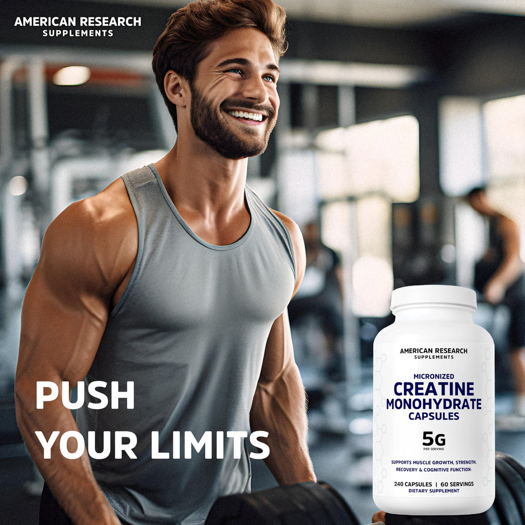 Creatine Monohydrate Capsules 5G | 60 Servings | Vegan | 4 Caps per Serving | Micronized Creatine Pills 5000mg | 240 Capsules | Creatine Pills For Men & Women