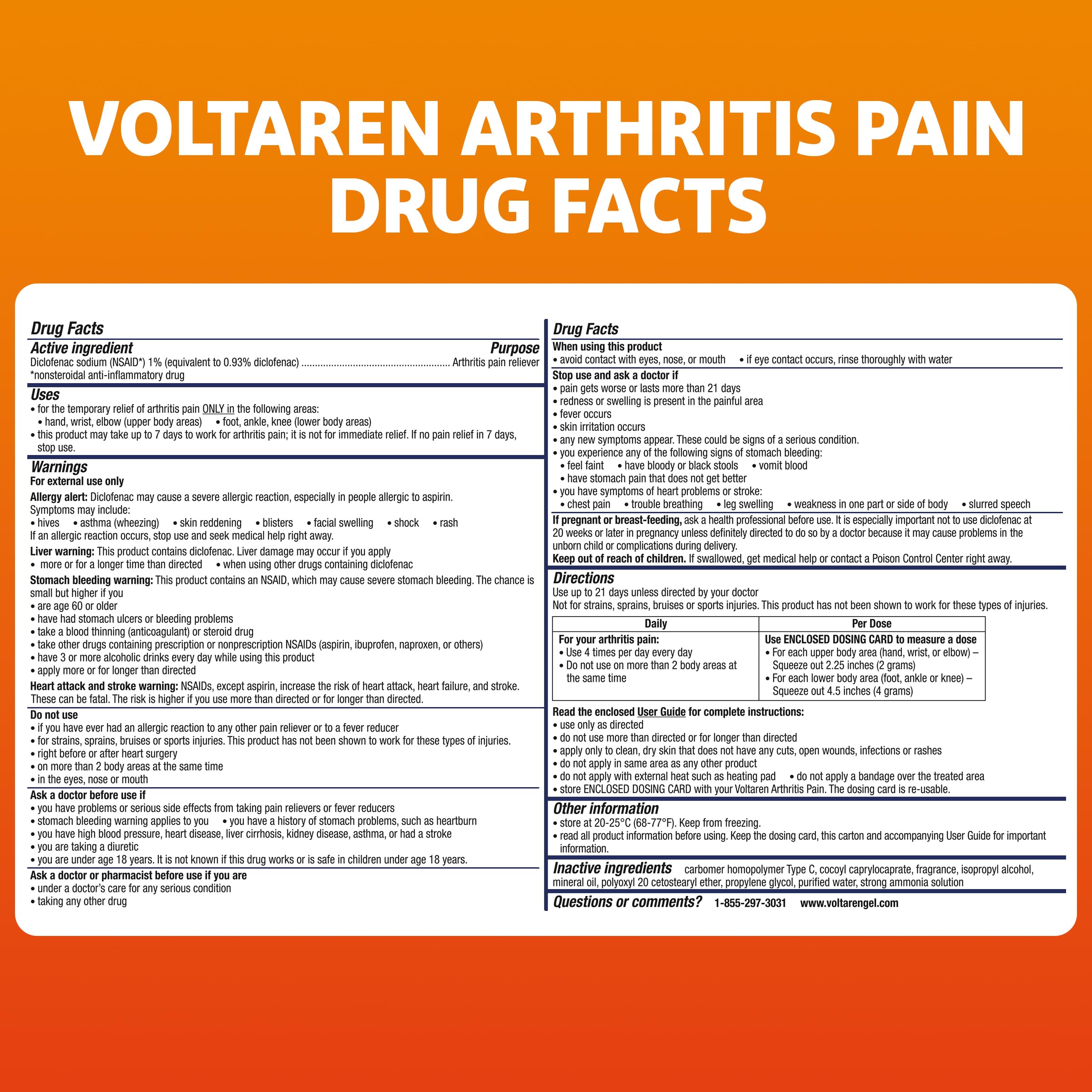 Voltaren Arthritis Pain Gel for Powerful Topical Arthritis Pain Relief with Diclofenac - NEW Easy Open Cap - 100 g x 2 Voltaren Au supplements