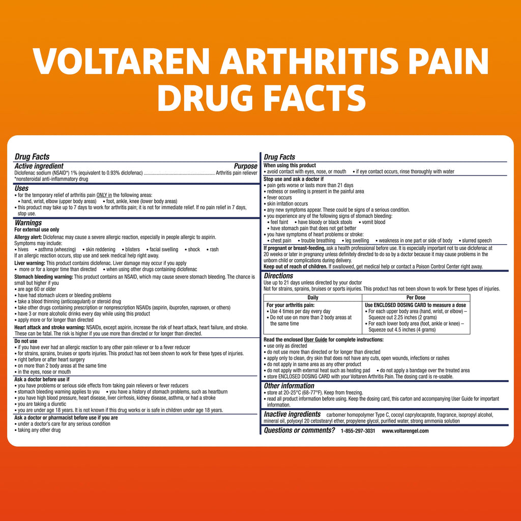 Voltaren Arthritis Pain Gel for Powerful Topical Arthritis Pain Relief with Diclofenac - NEW Easy Open Cap - 100 g Tube And 20 g Travel Size Tube Voltaren Au supplements