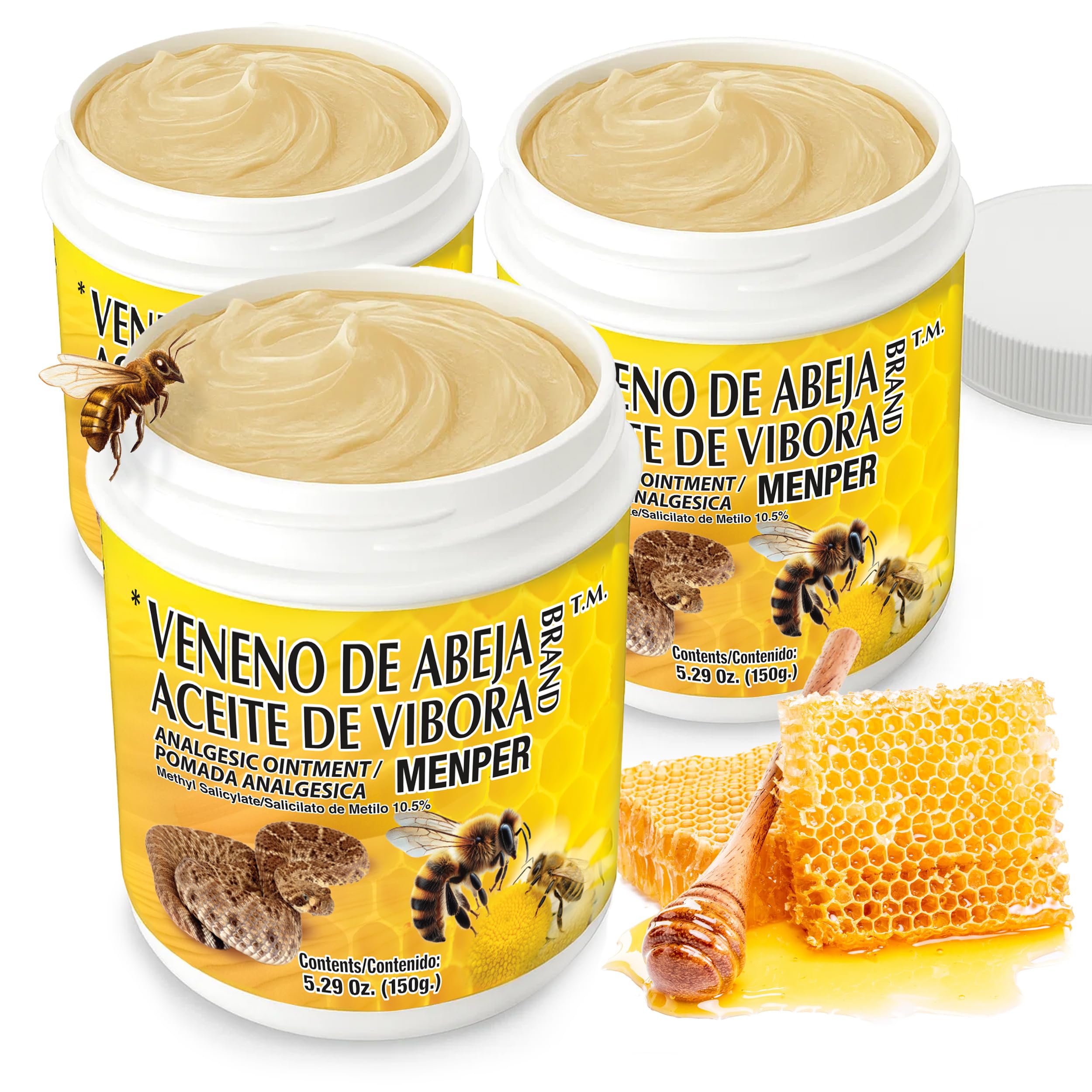 Veneno de Abeja Soothing Ointment – Topical Comfort Cream for Muscle Tension, Joint Discomfort & Everyday Aches – Fast Acting Relief – 18.5 Oz | 3-Pack Menper Au supplements