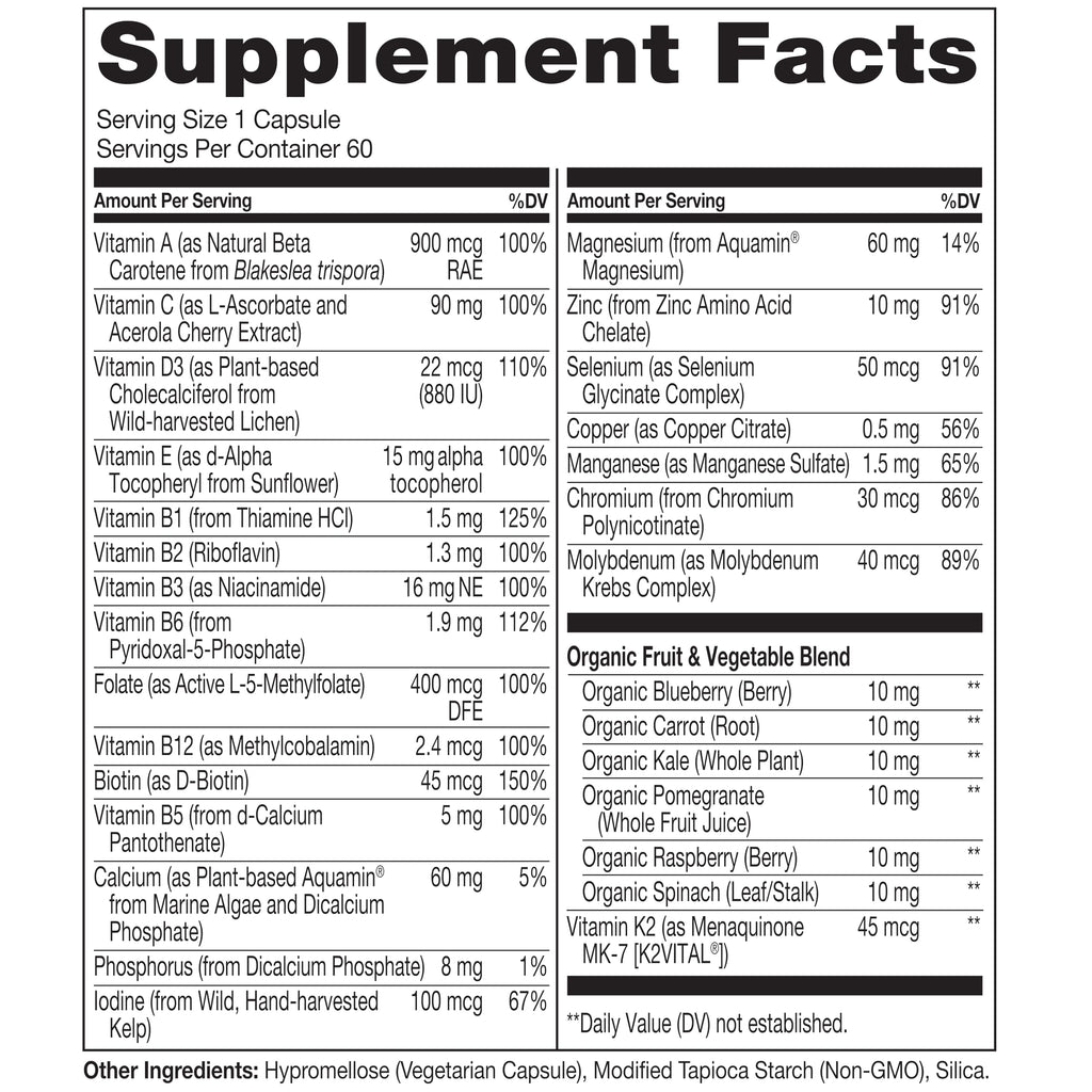 NATURELO One Daily Multivitamin for Women 50+ (Iron Free) - Menopause Support for Women Over 50 - Whole Food Supplement - Non-GMO - No Soy - 60 Capsules - 2 Month Supply NATURELO Au supplements