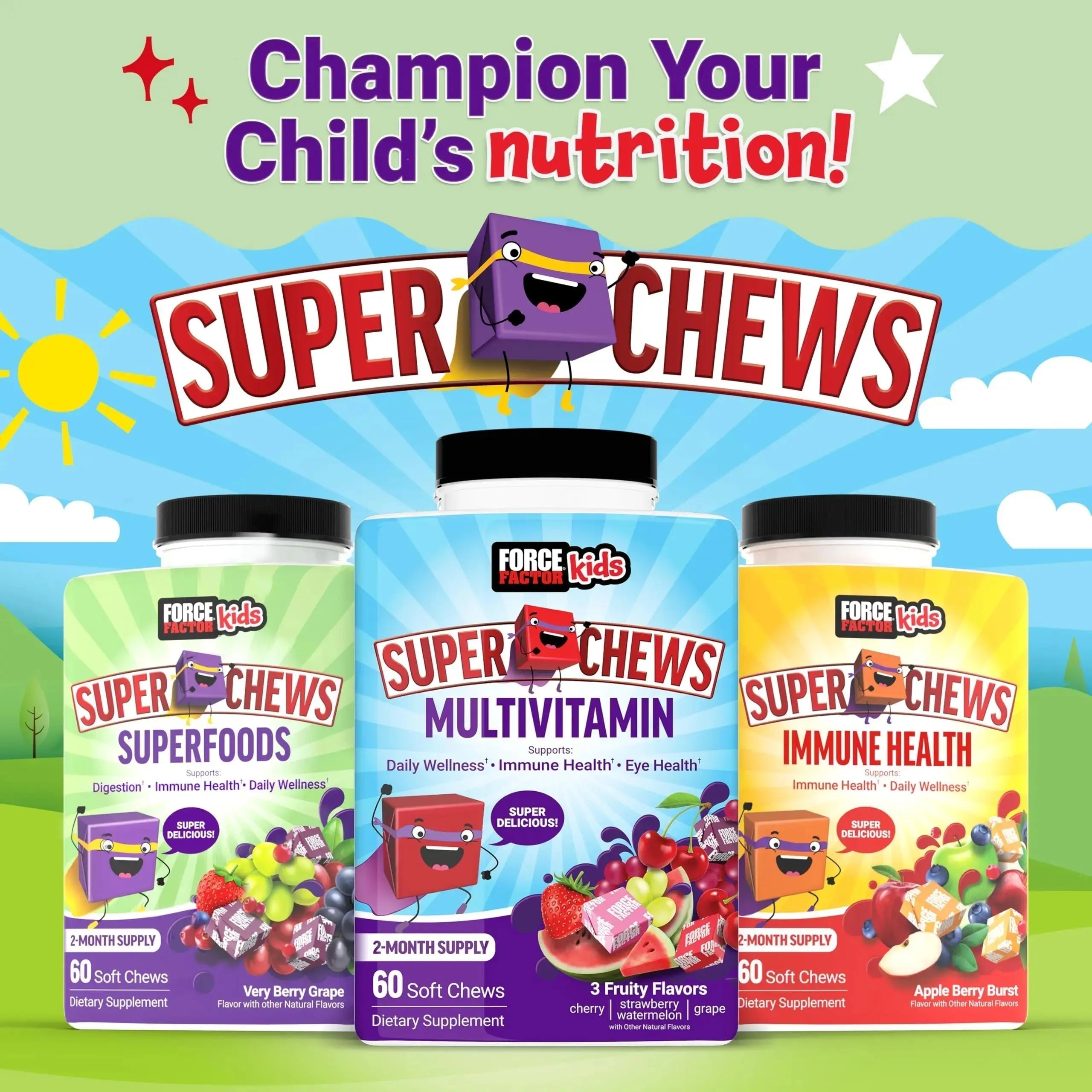 Force Factor Kids Superfood Super Chews, Kids Vitamins C & D, Immune Support Supplement with Antioxidant Support from Powdered Fruits & Veggies Force Factor Au supplements