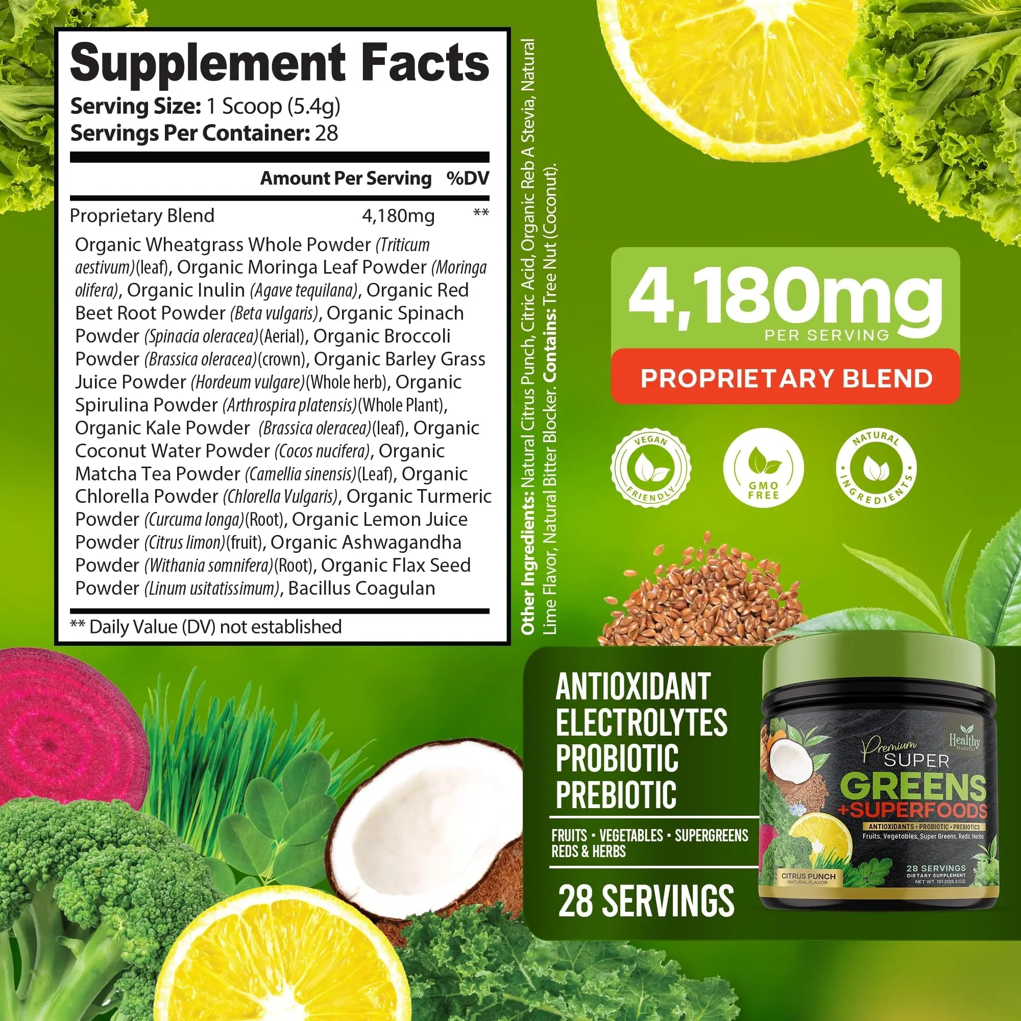 Greens Powder Superfood Supplement - Super Green Reds Smoothie Mix Blend with Spirulina Healthy Harvest Nutrition Au supplements