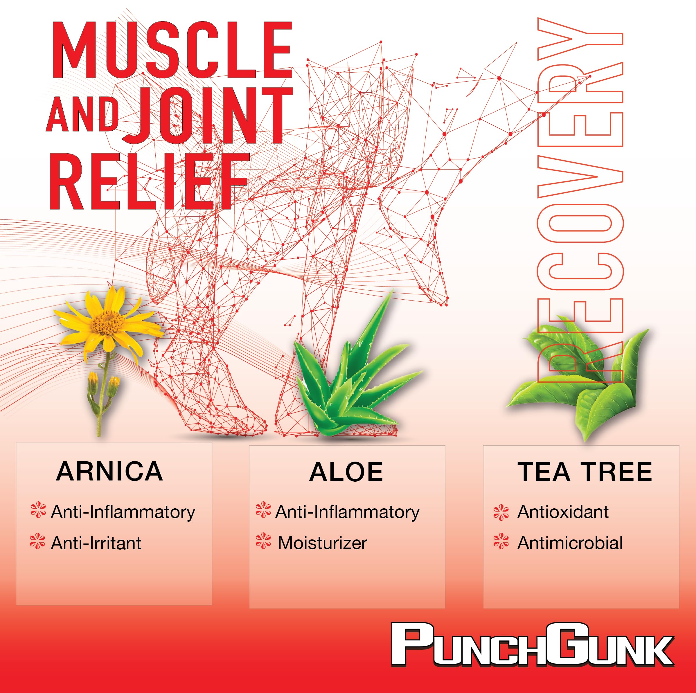 PunchGunk Muscle and Joint Relief Cream for Sore Muscles and Joints, Non Greasy, Naturally Advanced Lotion with Arnica, Aloe & Tea Tree 3.0oz PUNCHGUNK Au supplements