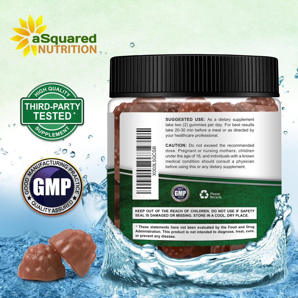 aSquared Nutrition Citrus Bergamot Gummies - Citrus Bergamot Extract Supplement 500mg Per Serving - Pure Gummy Alternative to Capsules & Pills