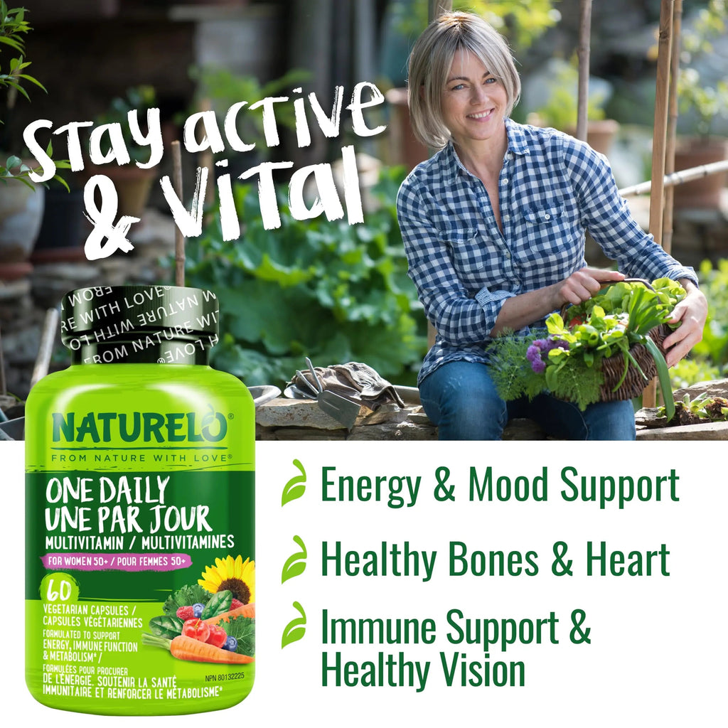 NATURELO One Daily Multivitamin for Women 50+ (Iron Free) - Menopause Support for Women Over 50 - Whole Food Supplement NATURELO Au supplements