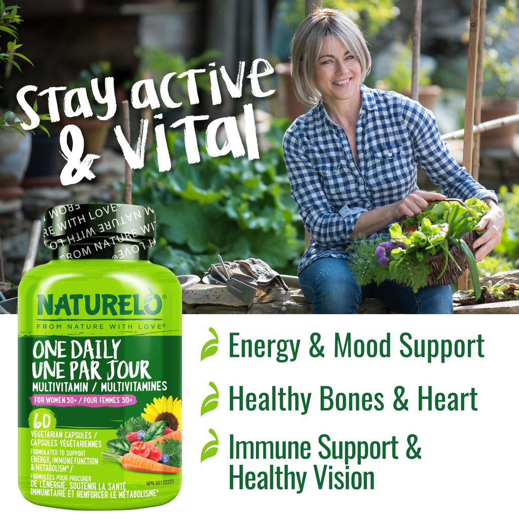 NATURELO One Daily Multivitamin for Women 50+ (Iron Free) - Menopause Support for Women Over 50 - Whole Food Supplement - Non-GMO - No Soy - 60 Capsules - 2 Month Supply NATURELO Au supplements