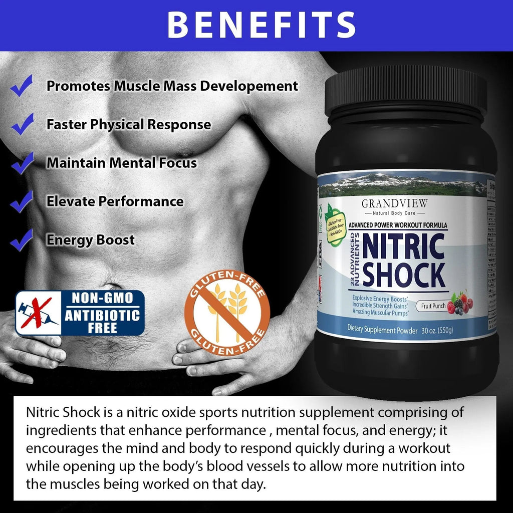 N Shock- Pre Workout Powder, x10 Strength, 44 Servings, (Fruit Punch) Boost Energy Grandview Natural Body Care Au supplements
