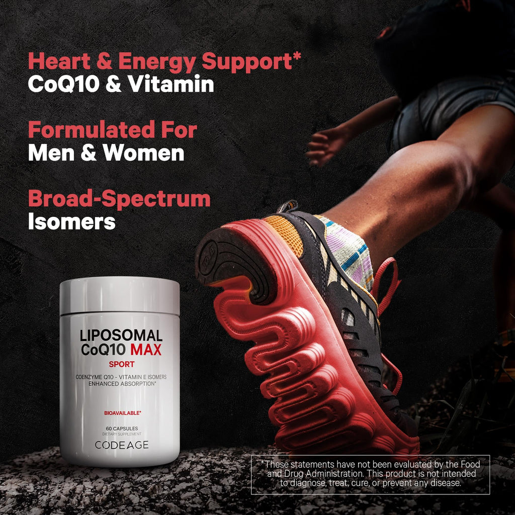 Codeage Liposomal CoQ10 Max Supplement - 250 mg Coenzyme Q10 with Vitamin E Isomers Tocopherols - 2-Month Supply - 1 Capsule Per Serving - Liposomal Delivery - Non-GMO, Gluten-Free - 60 Capsules Codeage Au supplements