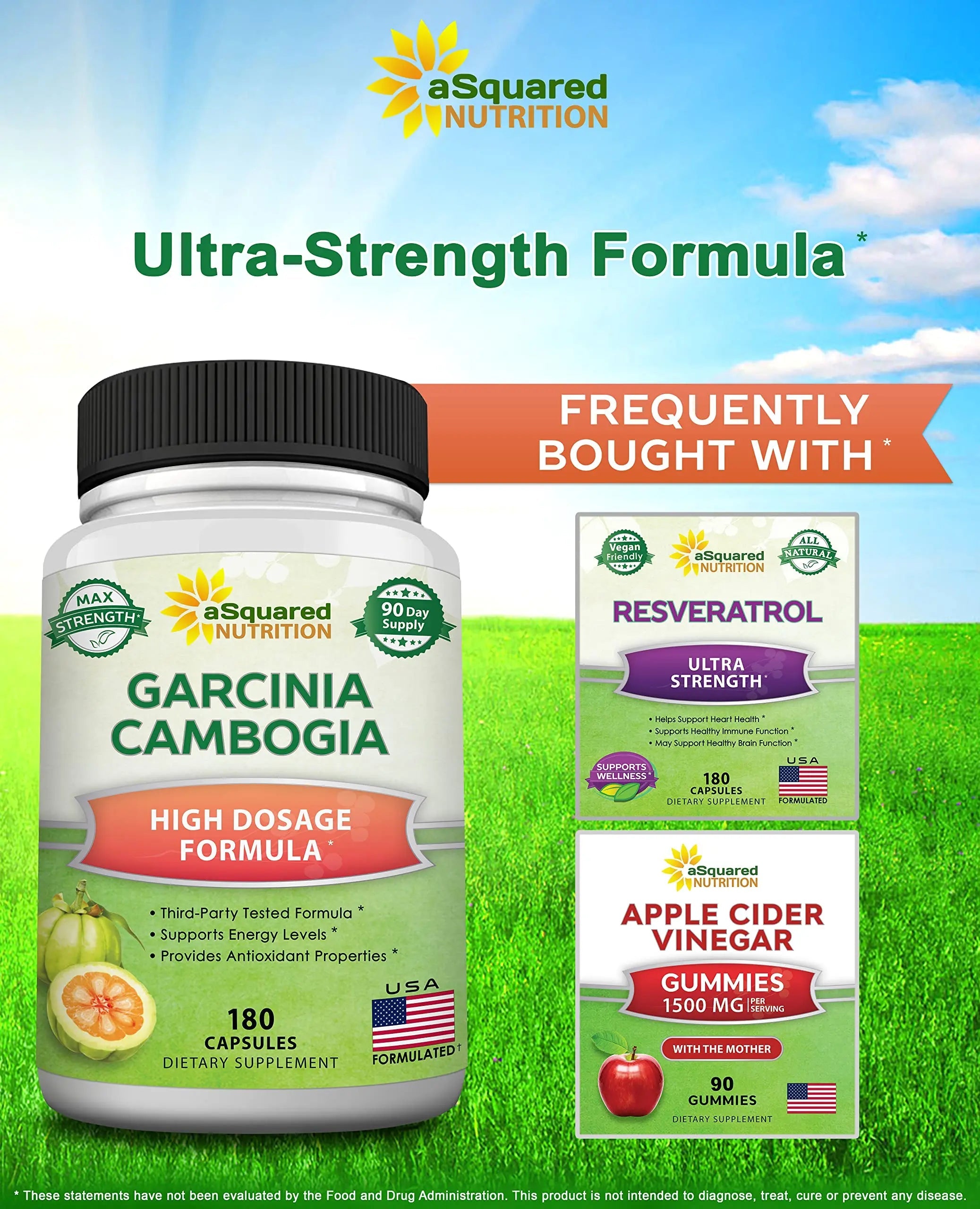 aSquared Nutrition Garcinia Cambogia 1600mg-180 Capsules-Natural Pure Extract Pills aSquared Nutrition Au supplements