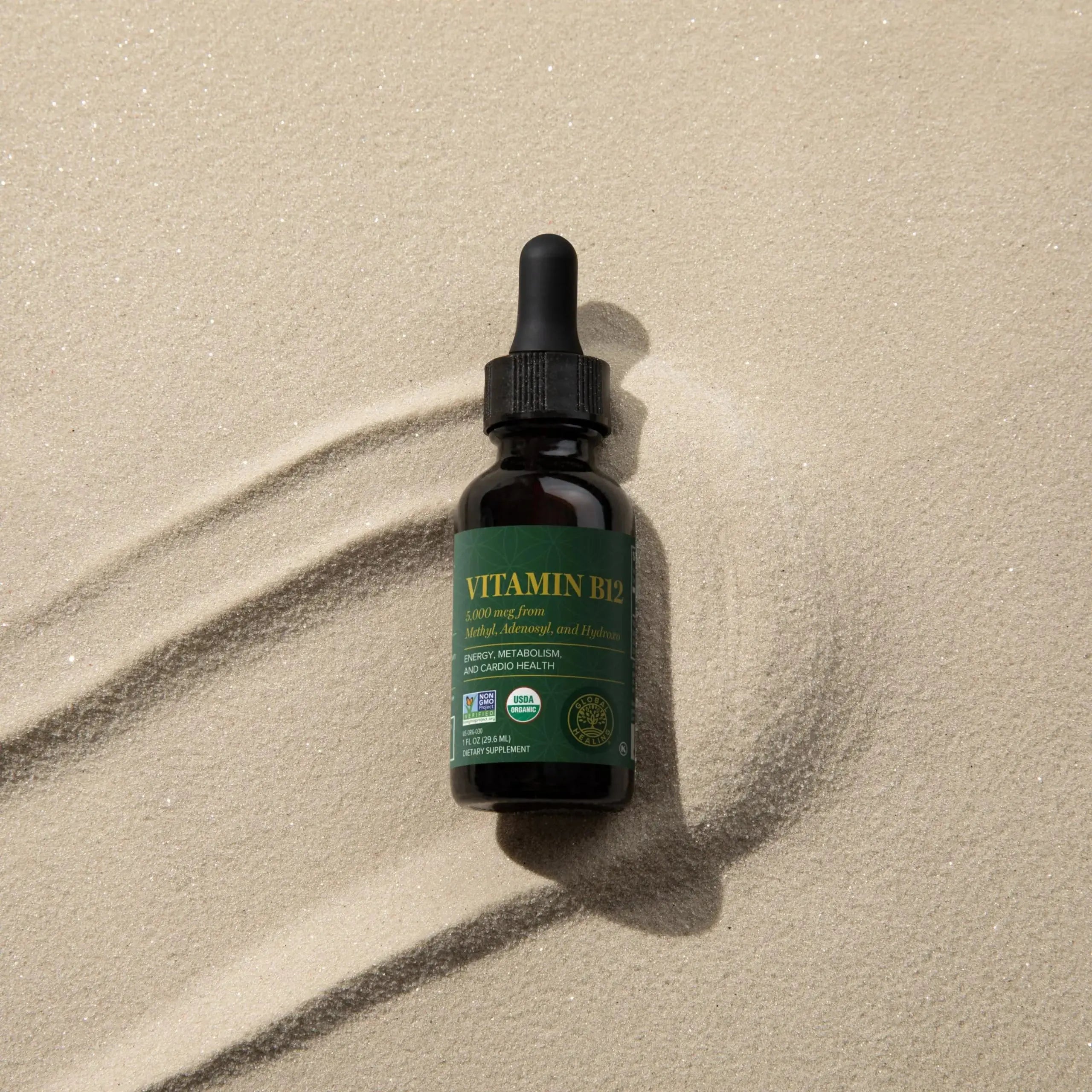 Global Healing Center - Vitamin B12 5000 mcg, Organic Sublingual Liquid Drops | 3-in-1 Methylcobalamin, Adenosylcobalamin, Hydroxo Blend, 1 Fl Oz (2-Pack) Global Healing Center Au supplements